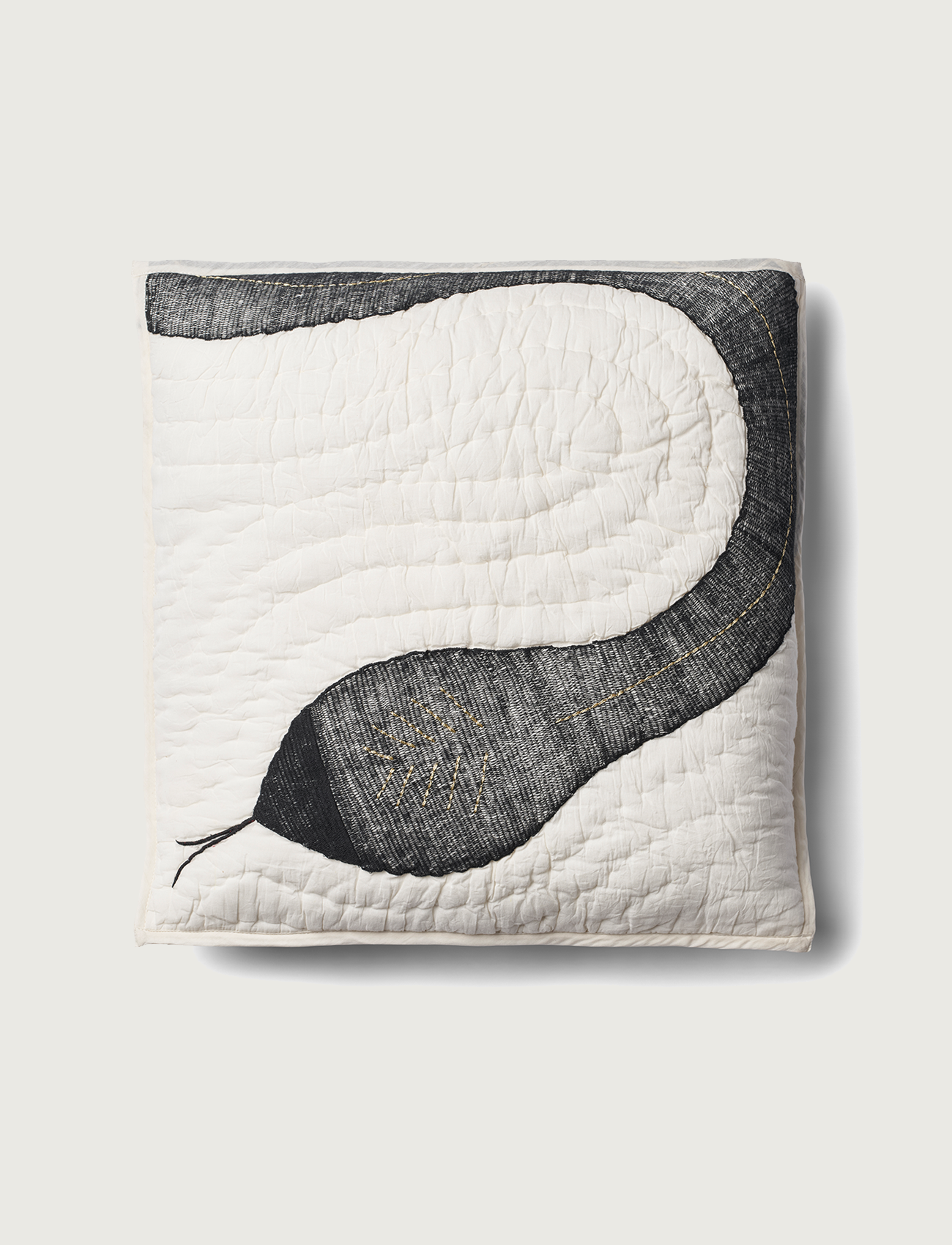 Snake Quilted Pillow, black