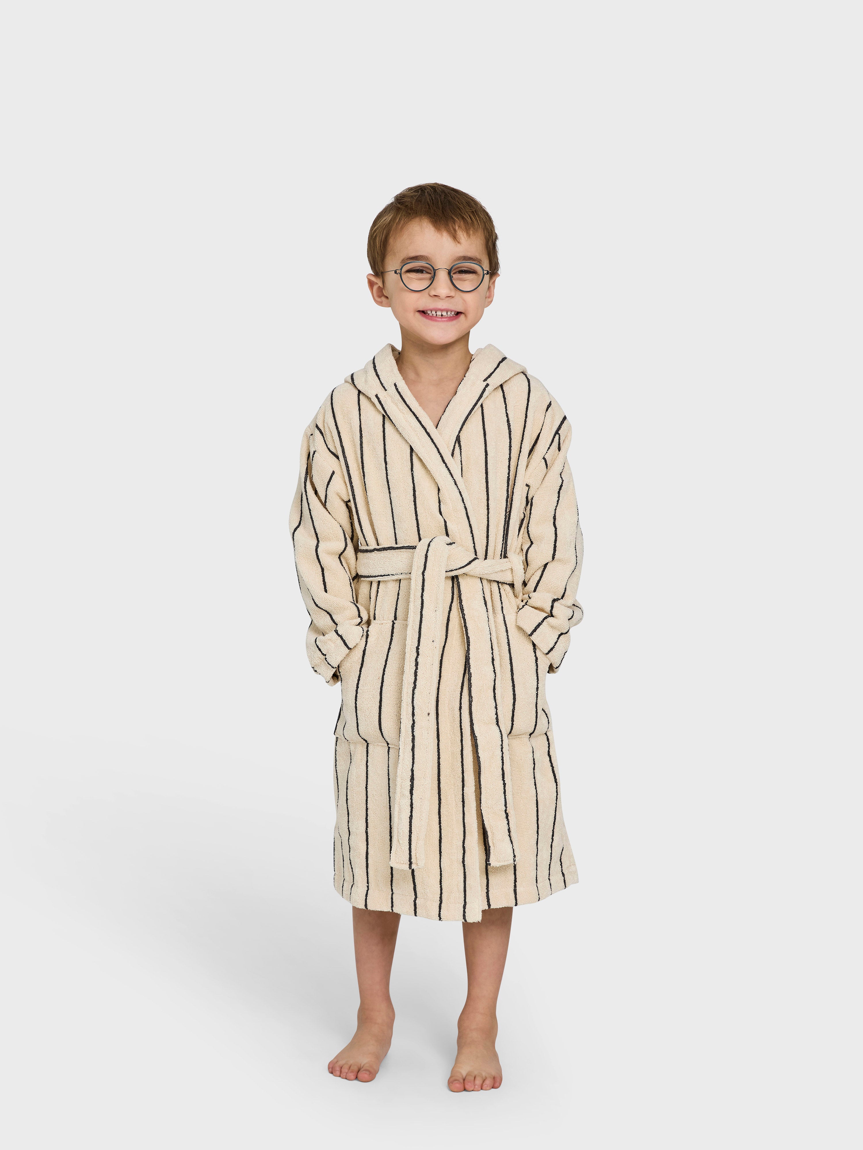 Naram Kids Bathrobe, creme & ink