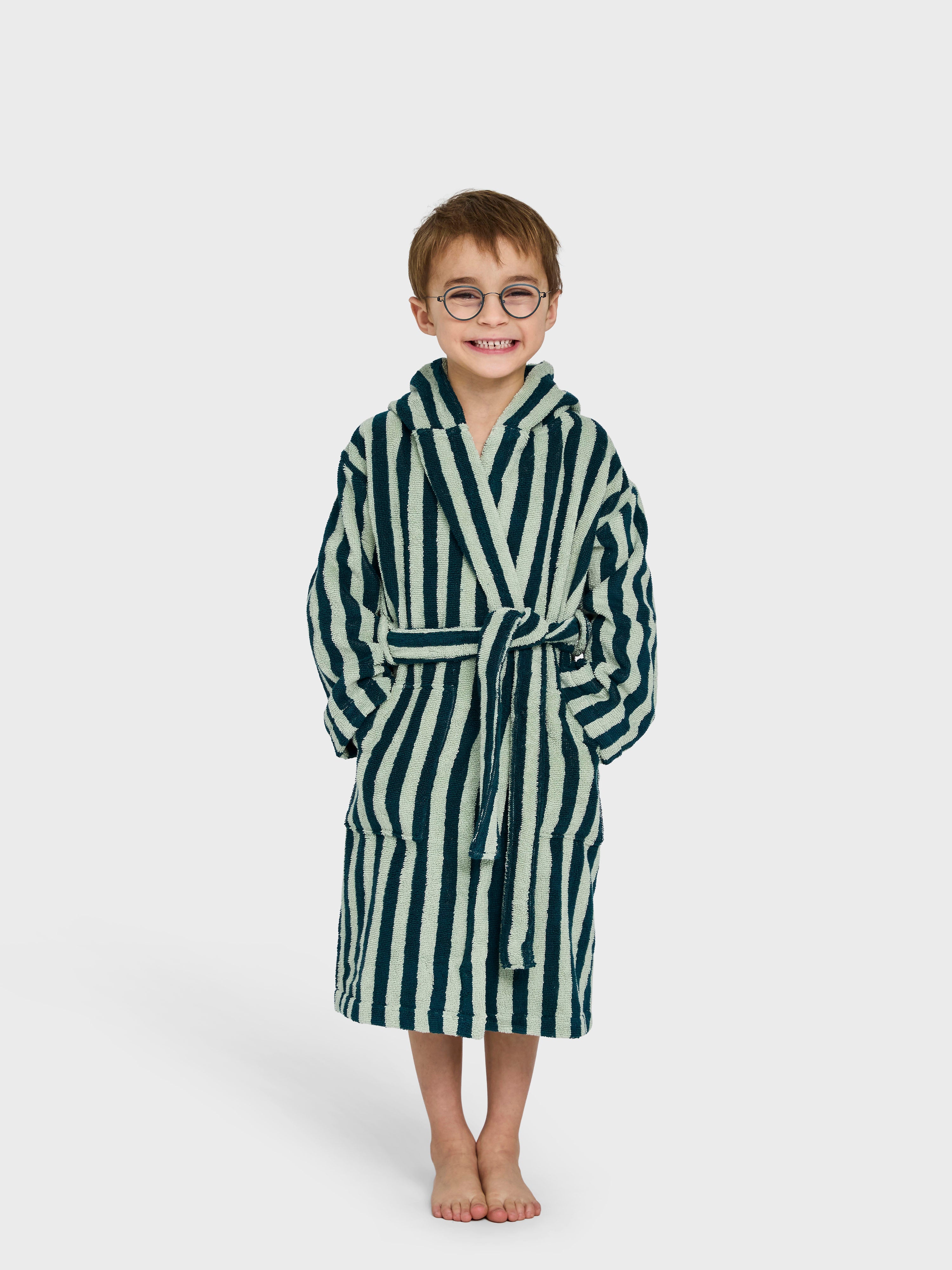 Naram Kids Bathrobe, sea foam & deep teal