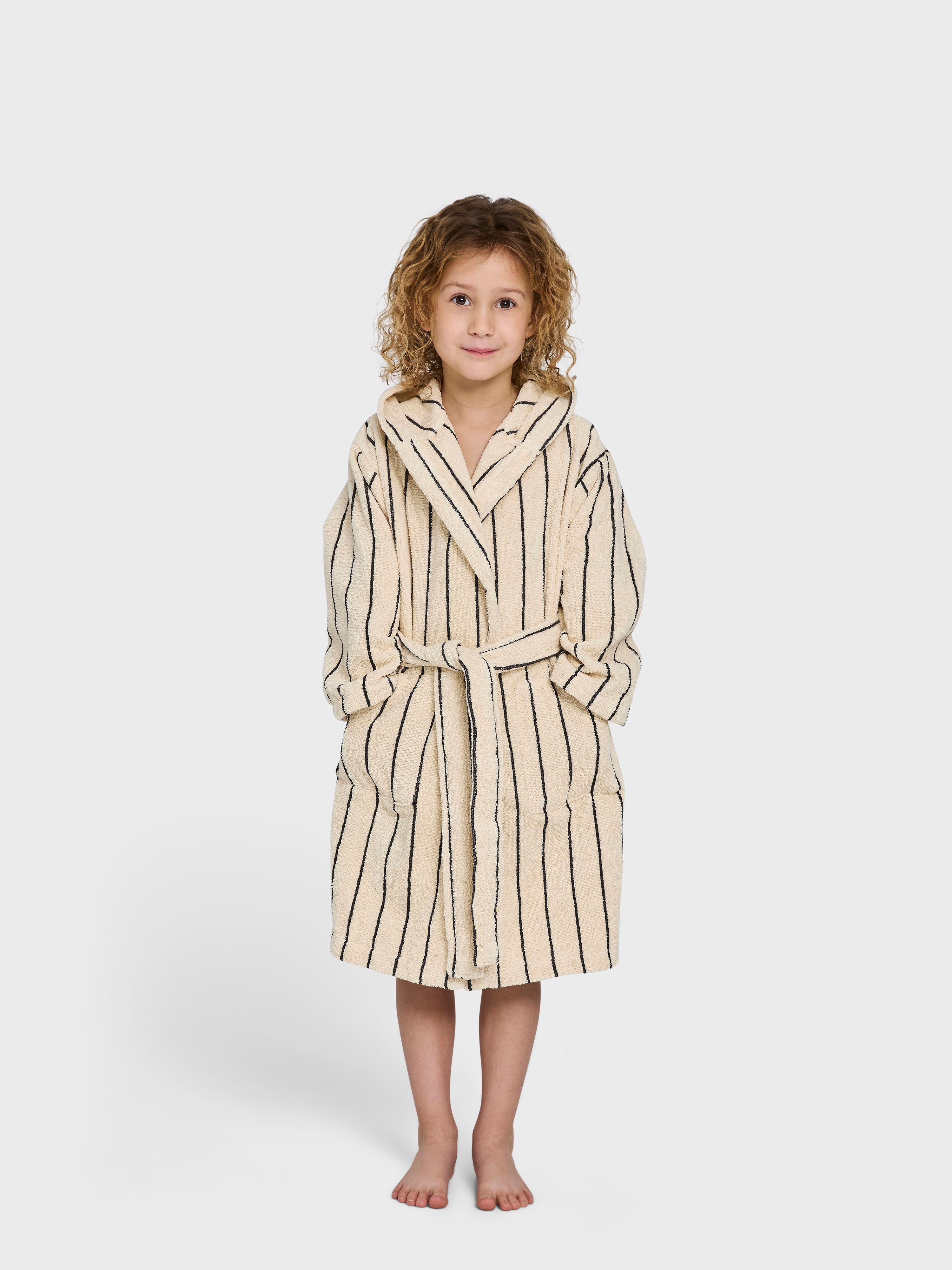 Naram Kids Bathrobe, creme & ink
