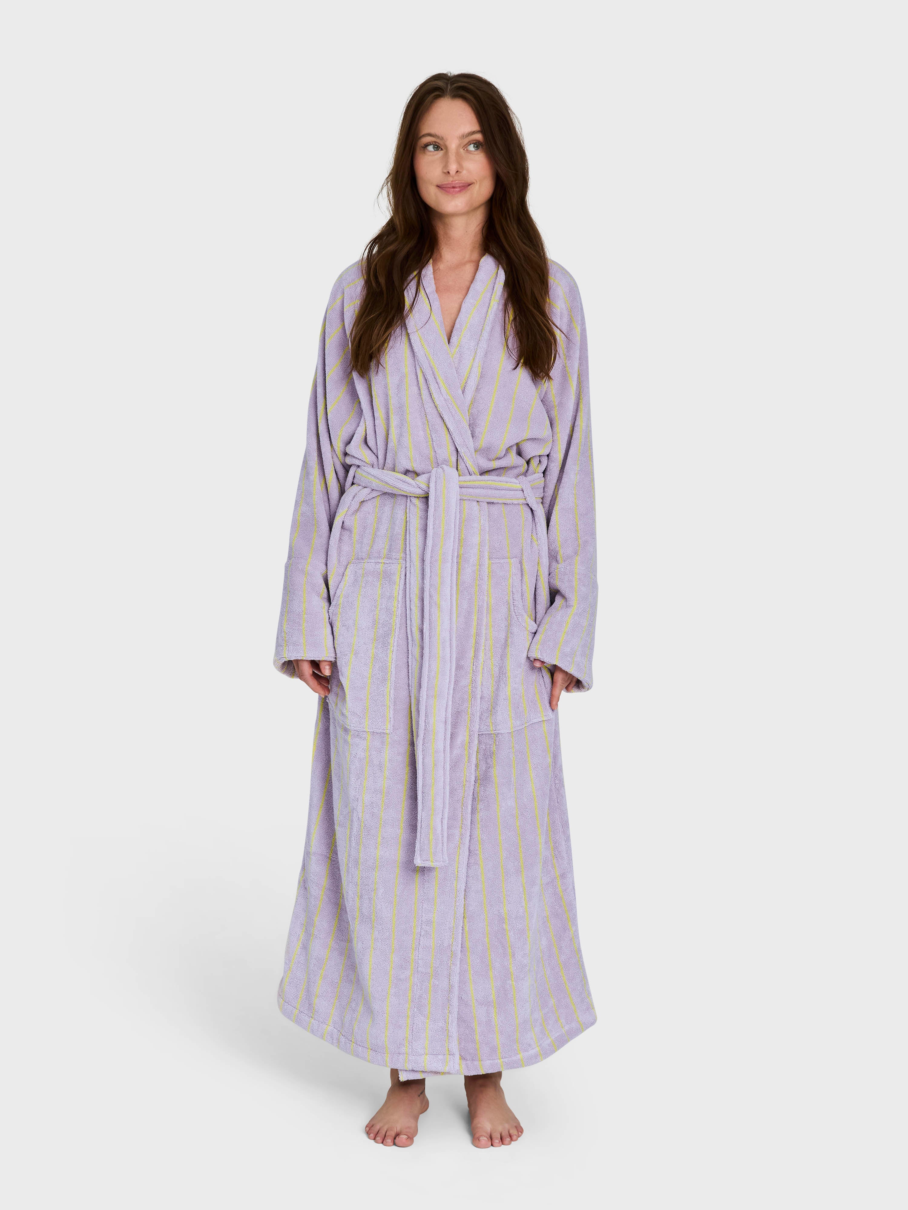 Naram Bathrobe, lilac & neon yellow