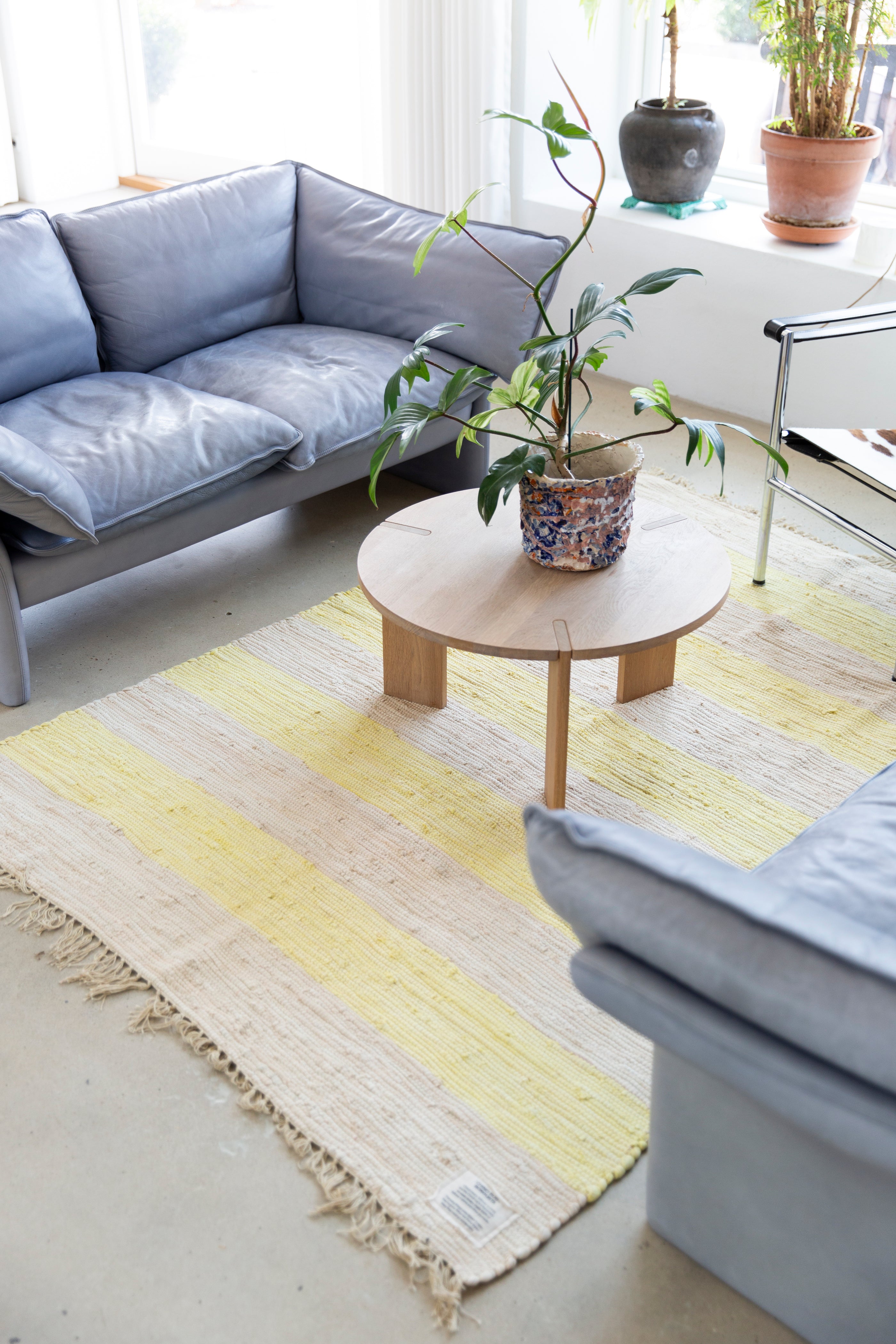 Chindi tæppe, neon yellow & creme