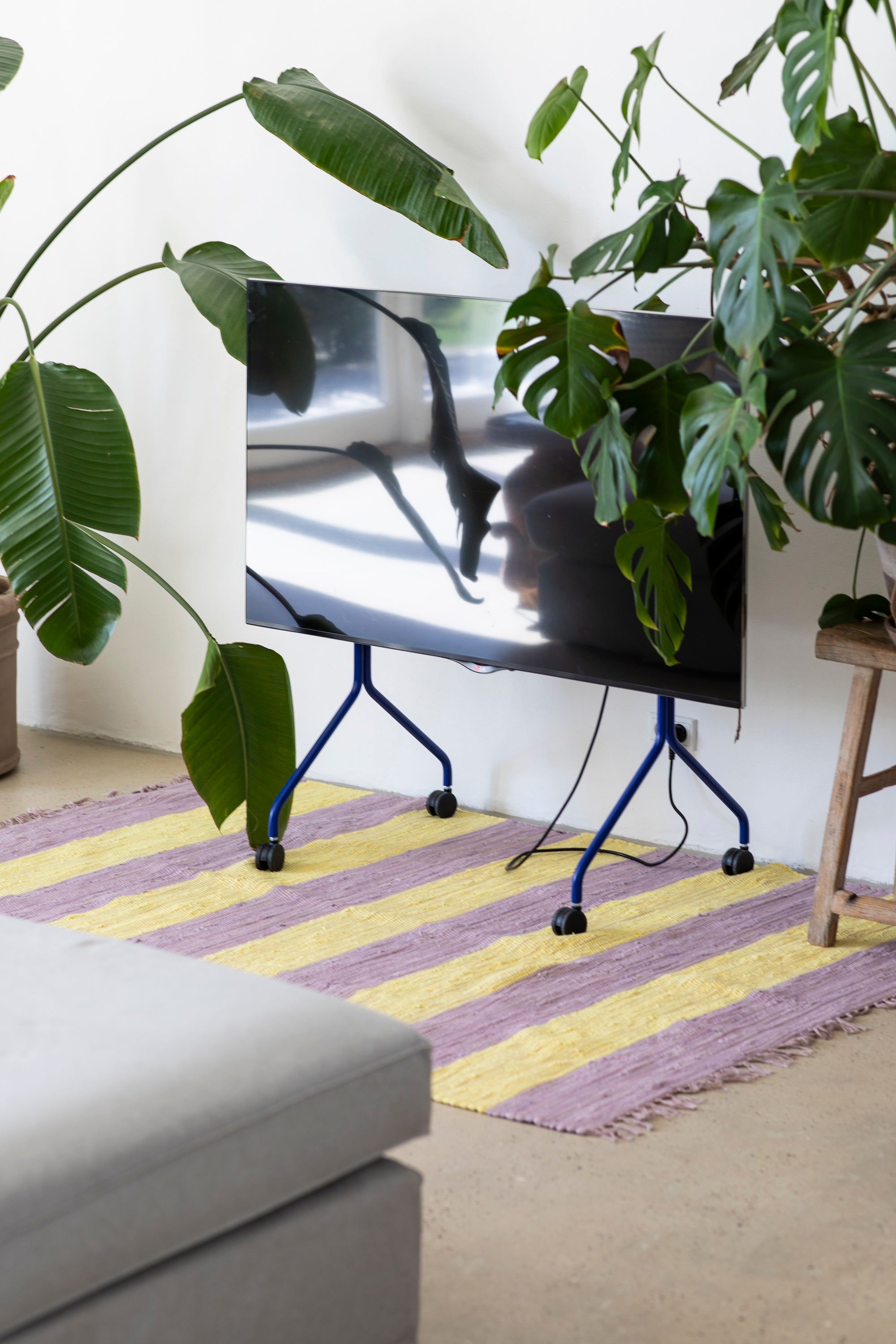 Chindi Rug, lilac & neon yellow