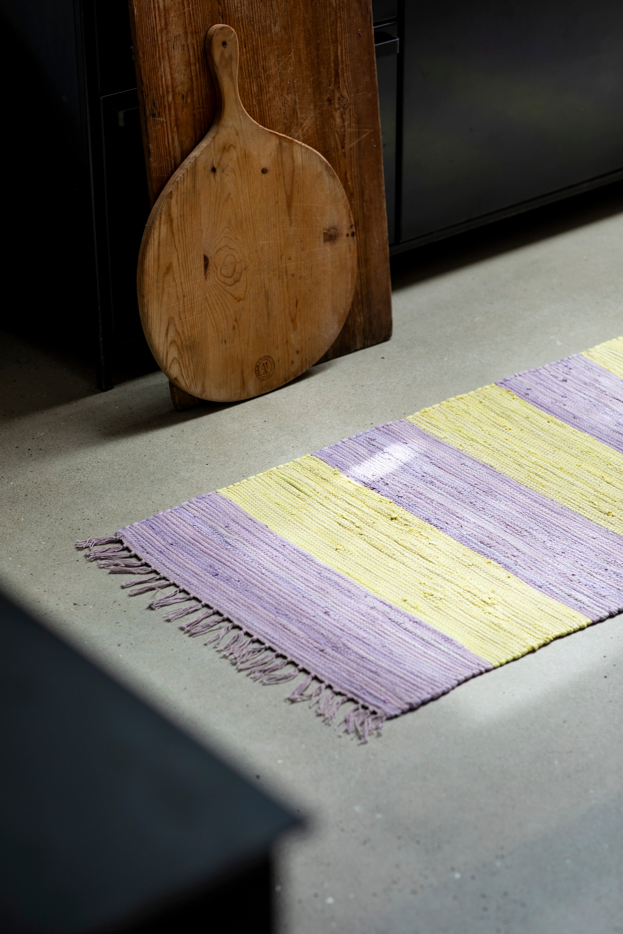 Chindi Rug, lilac & neon yellow