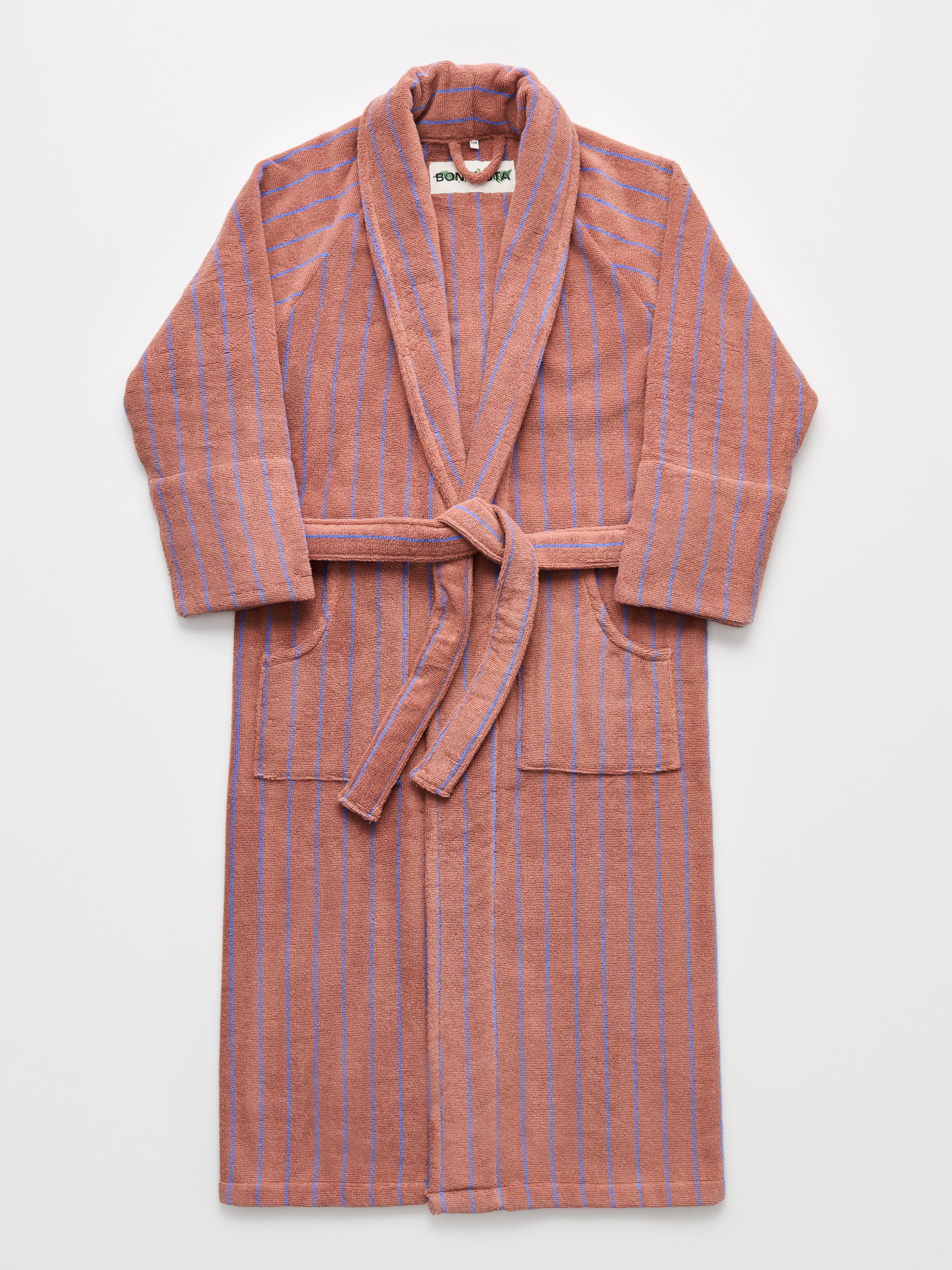 Naram Bathrobe, camel & ultramarine