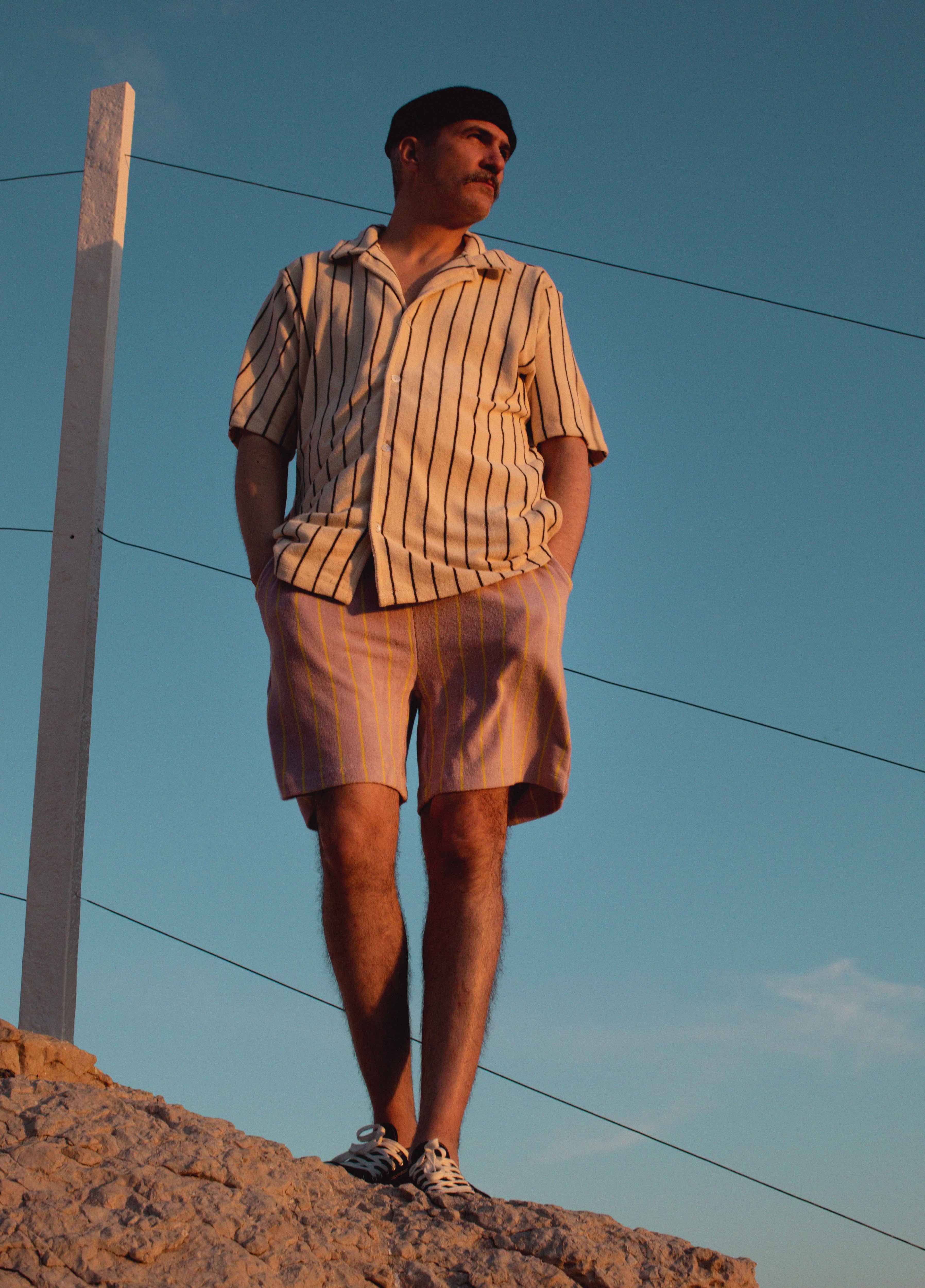 Naram Shorts, lilac & neon yellow