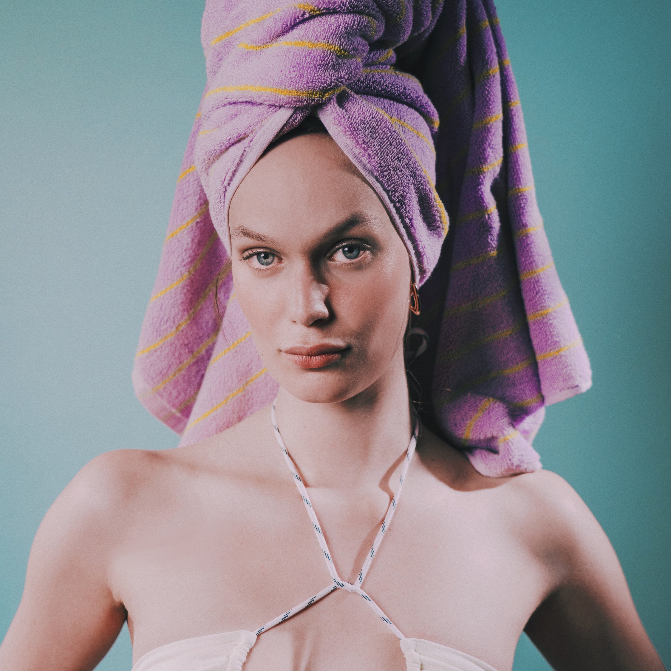 Naram Towels, lilac & neon yellow