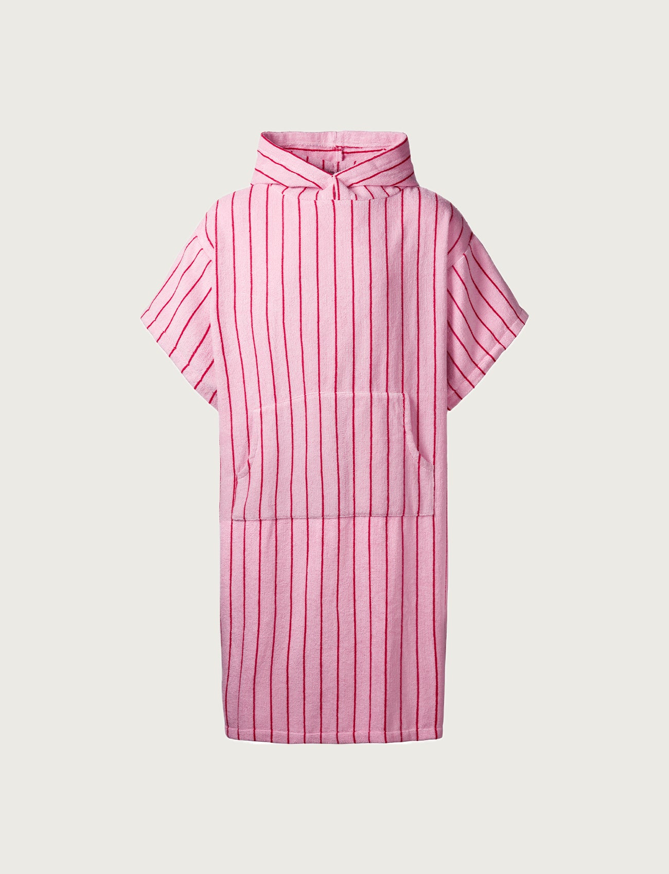 Naram Poncho, baby pink & ski patrol red