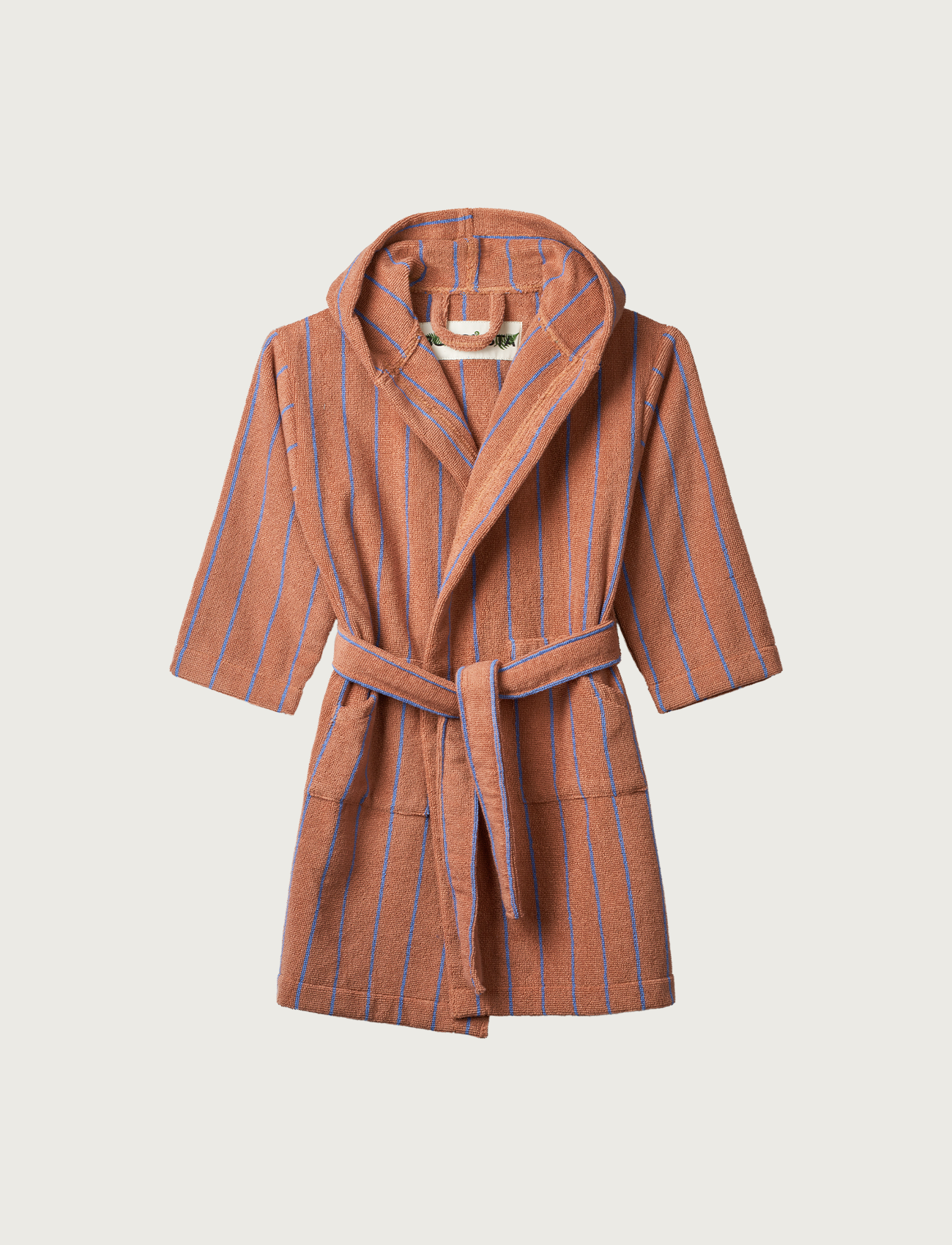 Naram Kids Bathrobe, camel & ultramarine