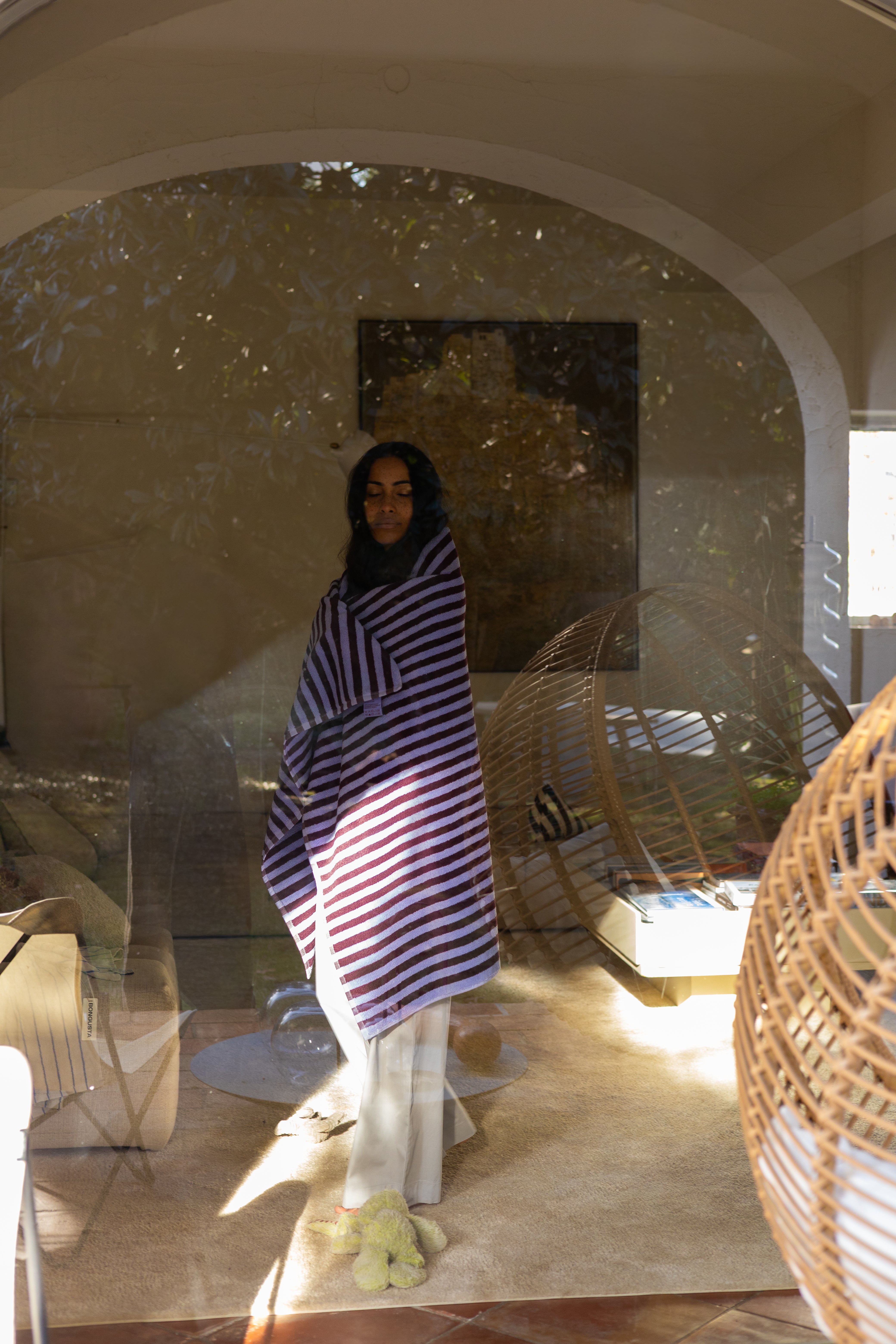 Naram Towels, wine & lavender blue