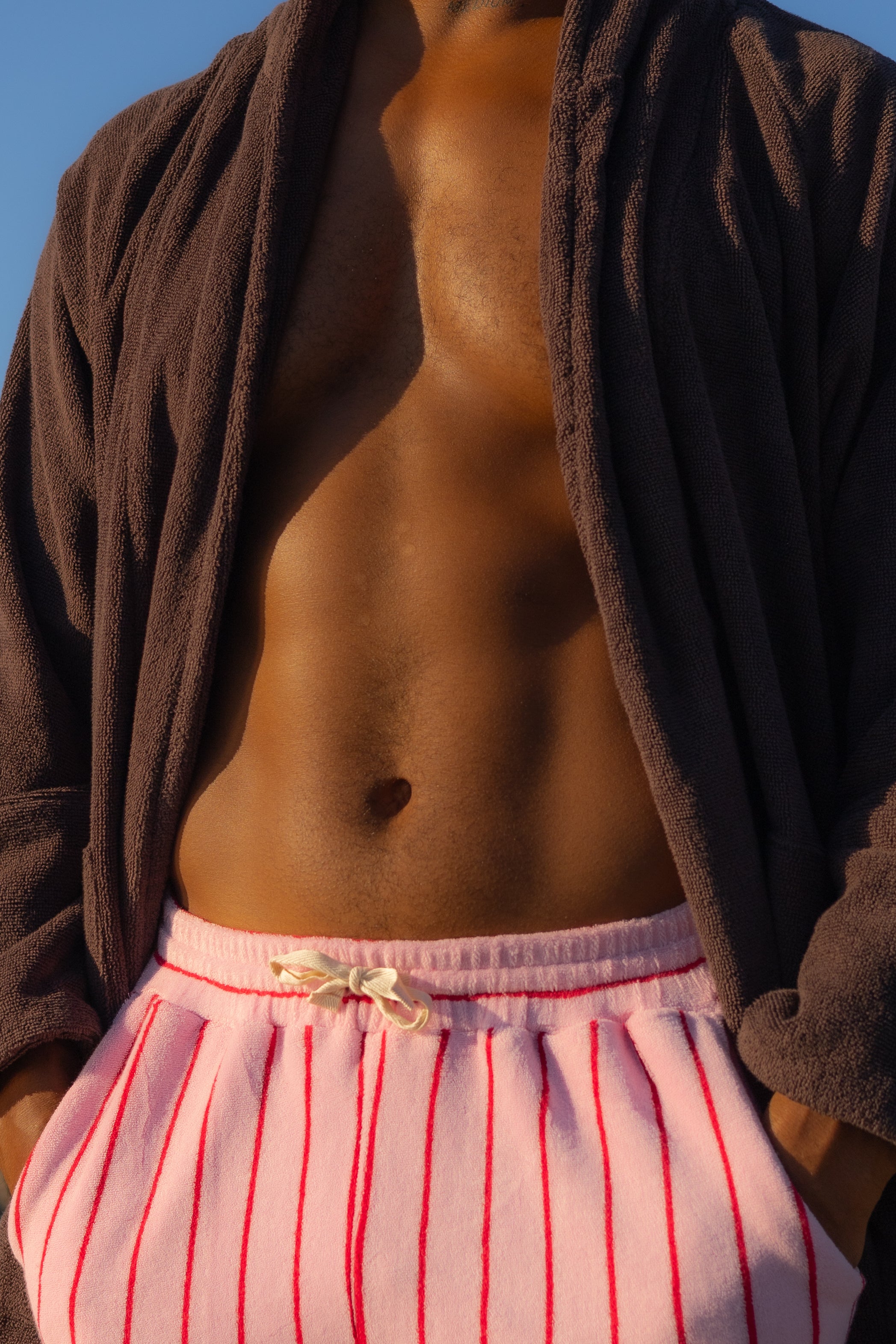 Naram Shorts, baby pink & ski patrol red