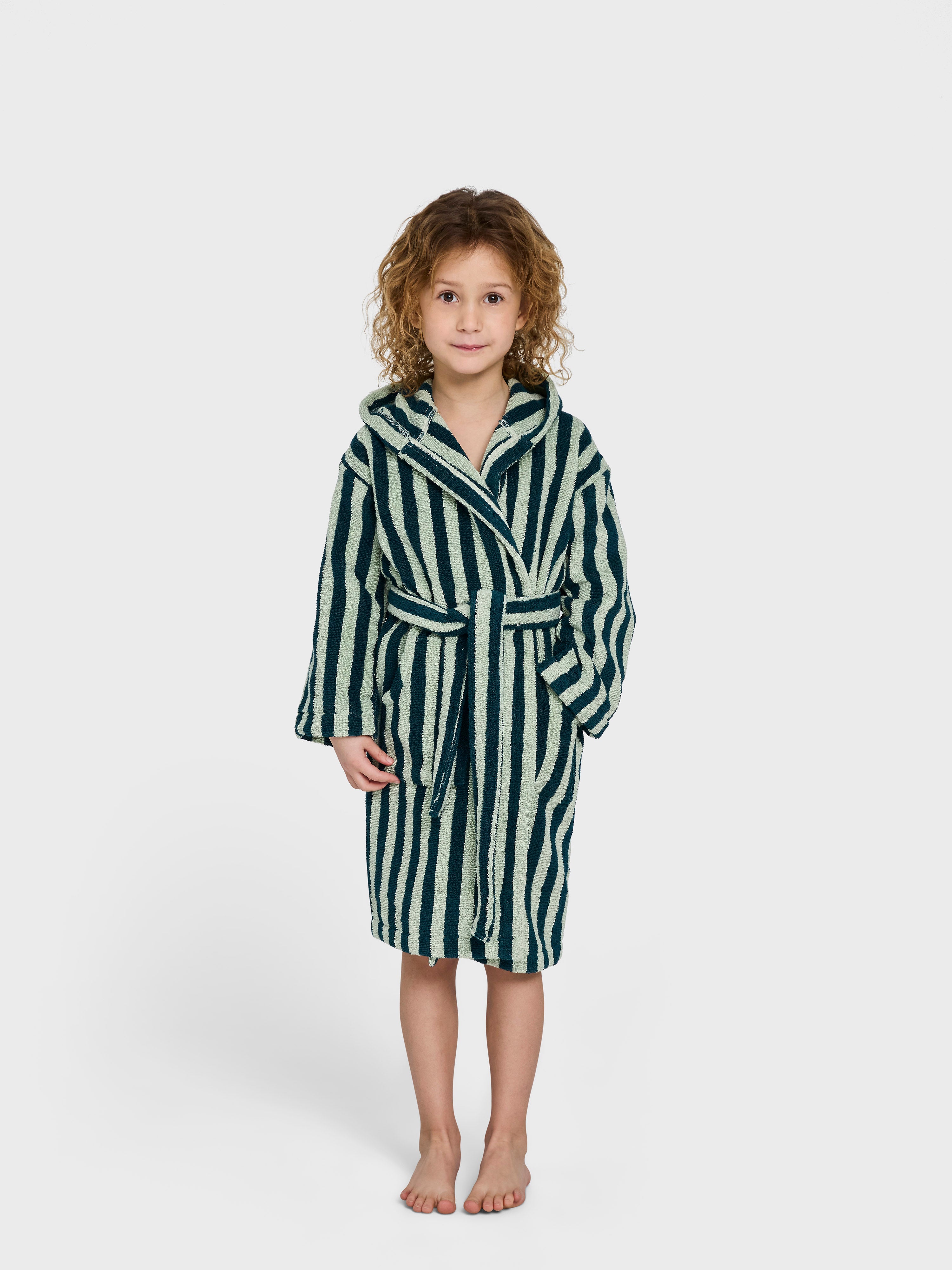 Naram Kids Bathrobe, sea foam & deep teal