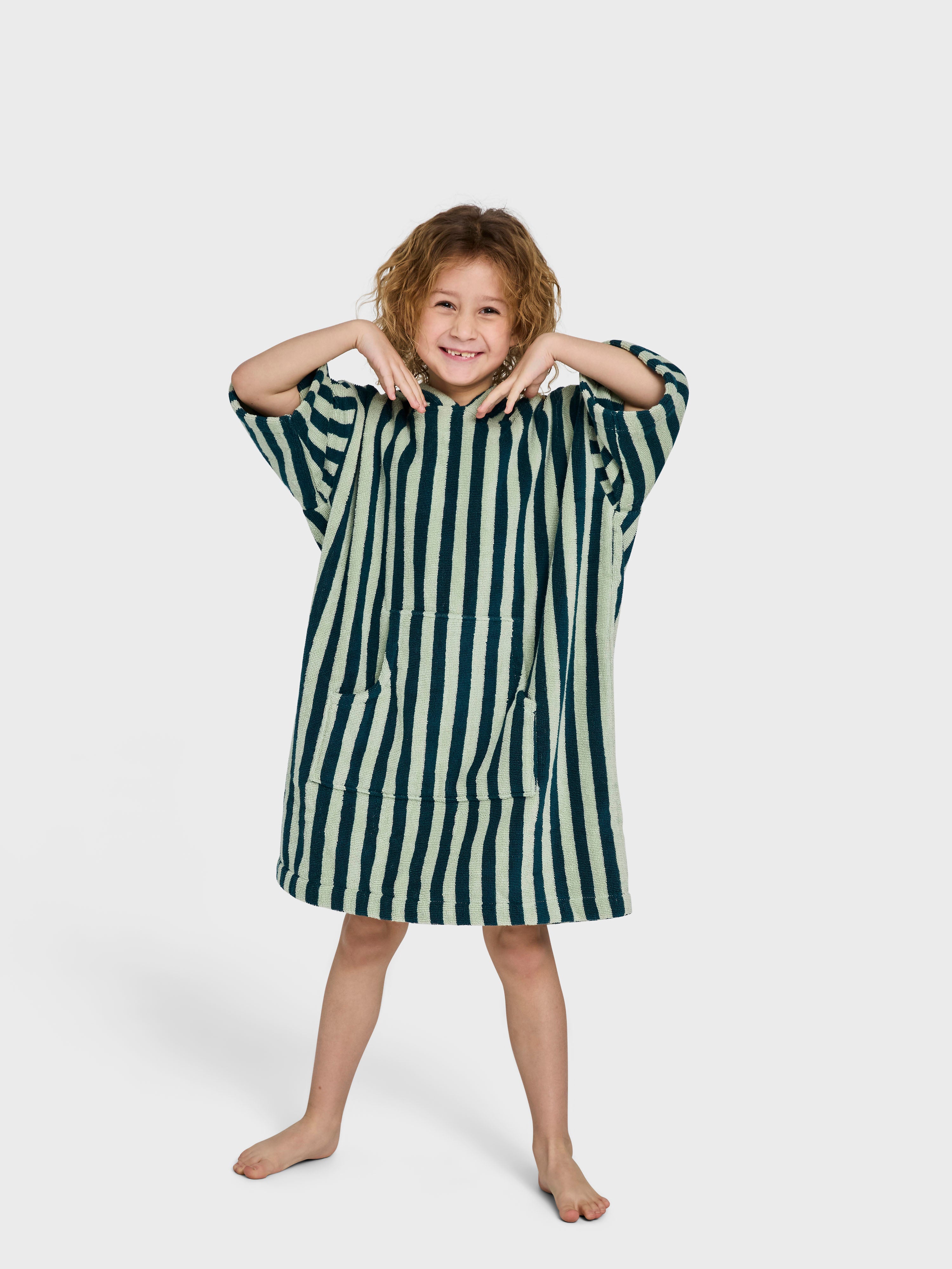 Naram Kids Bathrobe, sea foam & deep teal
