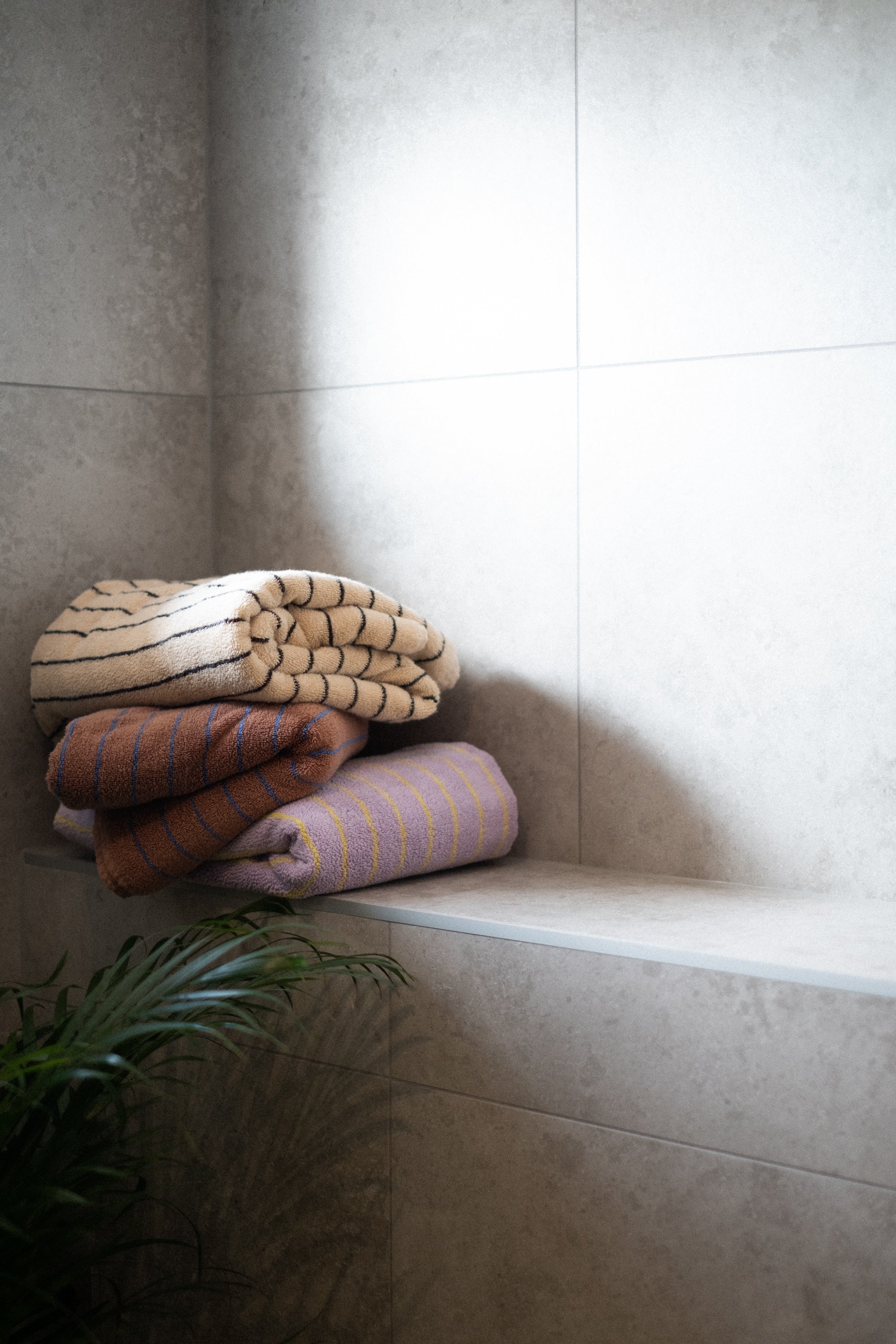 Naram Towels, camel & ultramarine