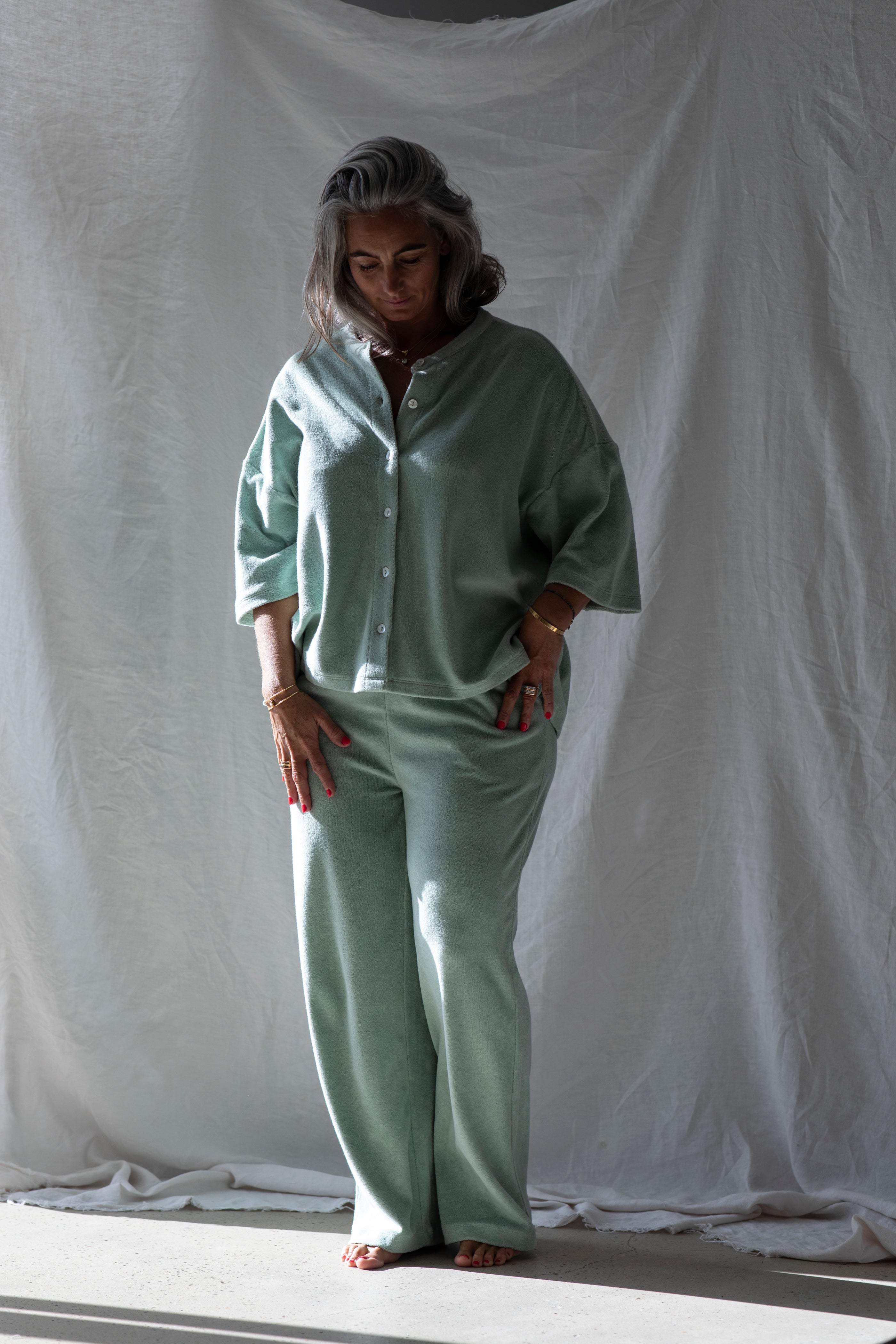 Naram Oversized Shirt, silver sage