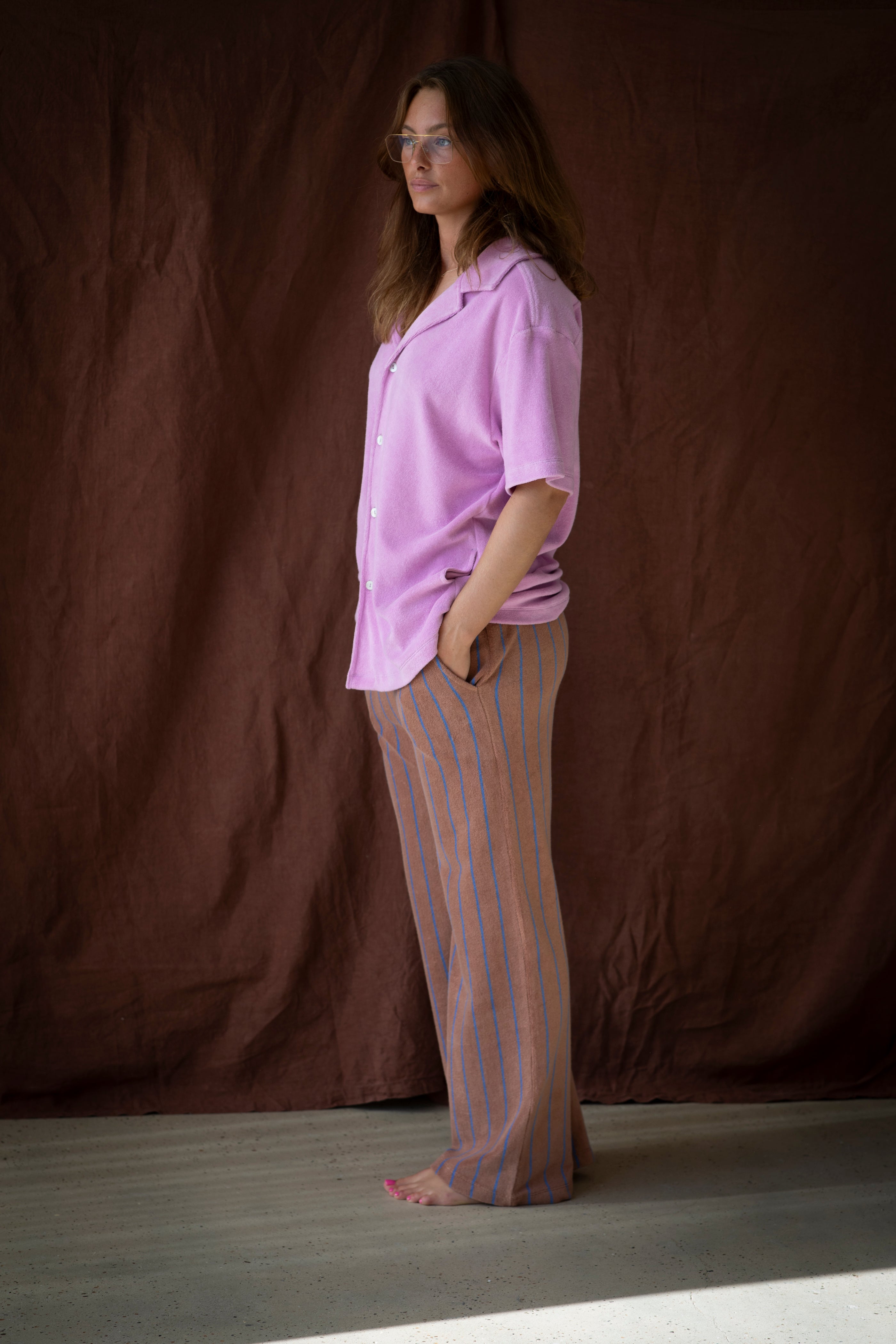 Naram Pants, camel & ultramarine