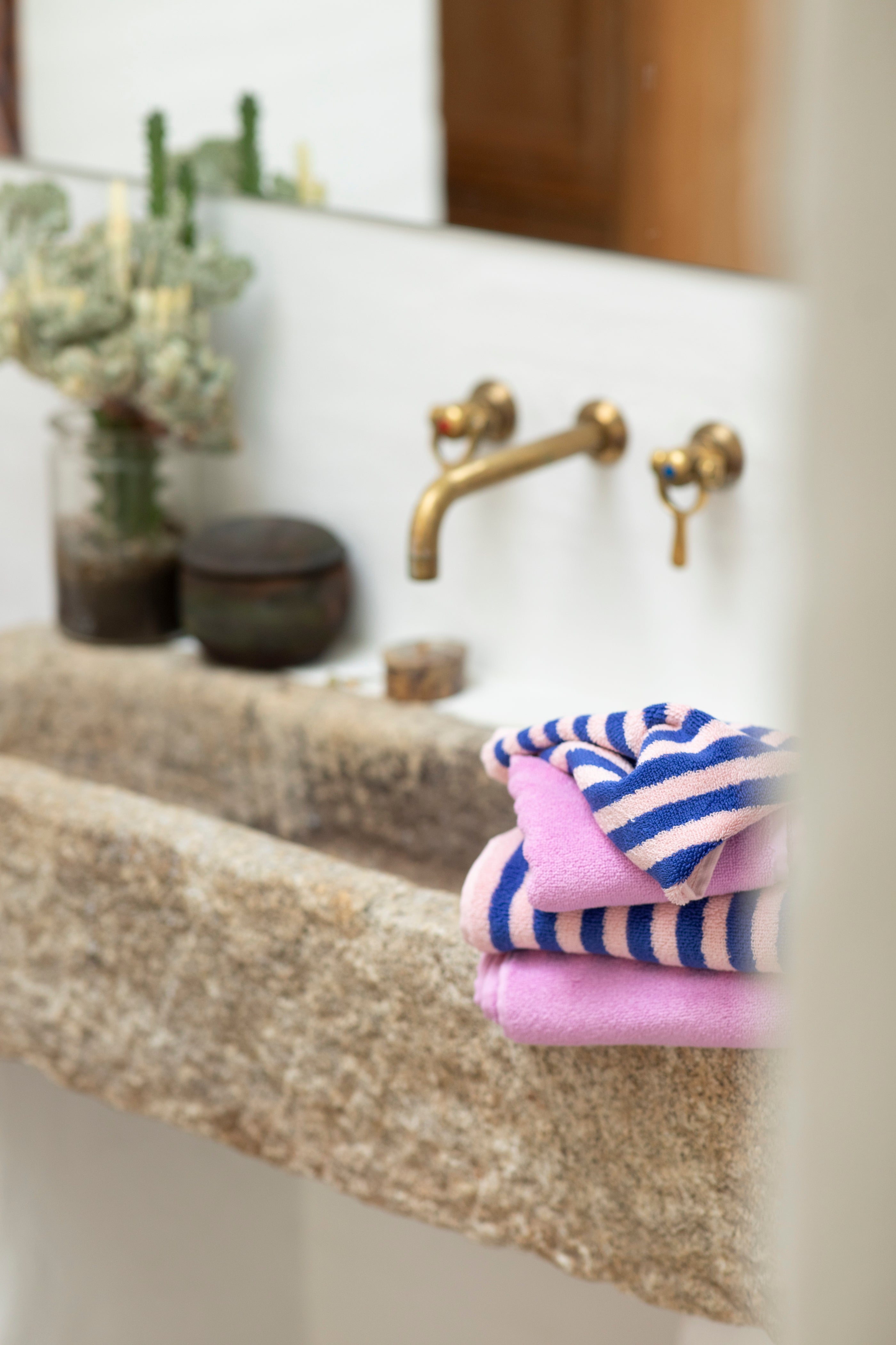Naram Towels, dazzling blue & rose