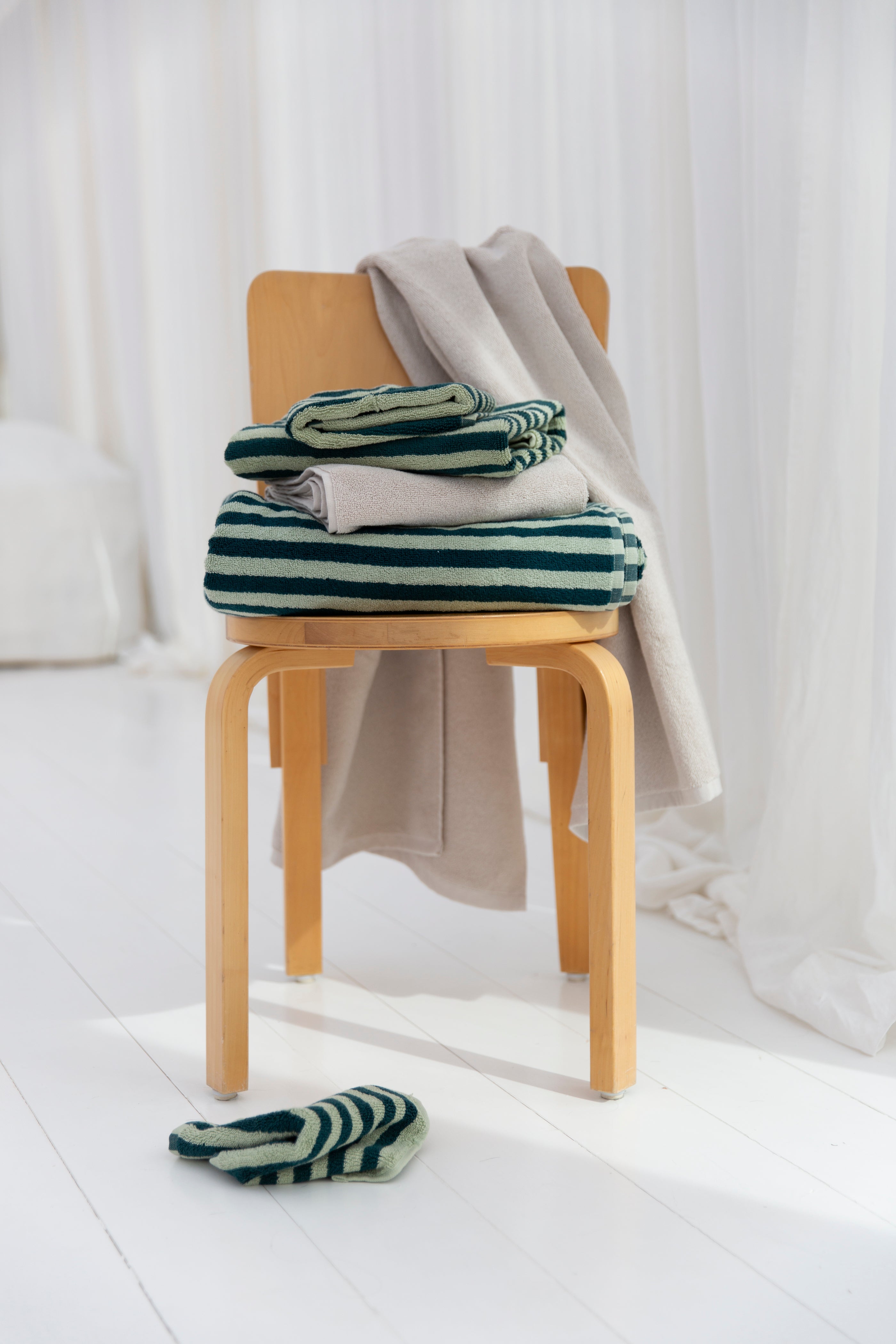 Naram Towels, sea foam & deep teal