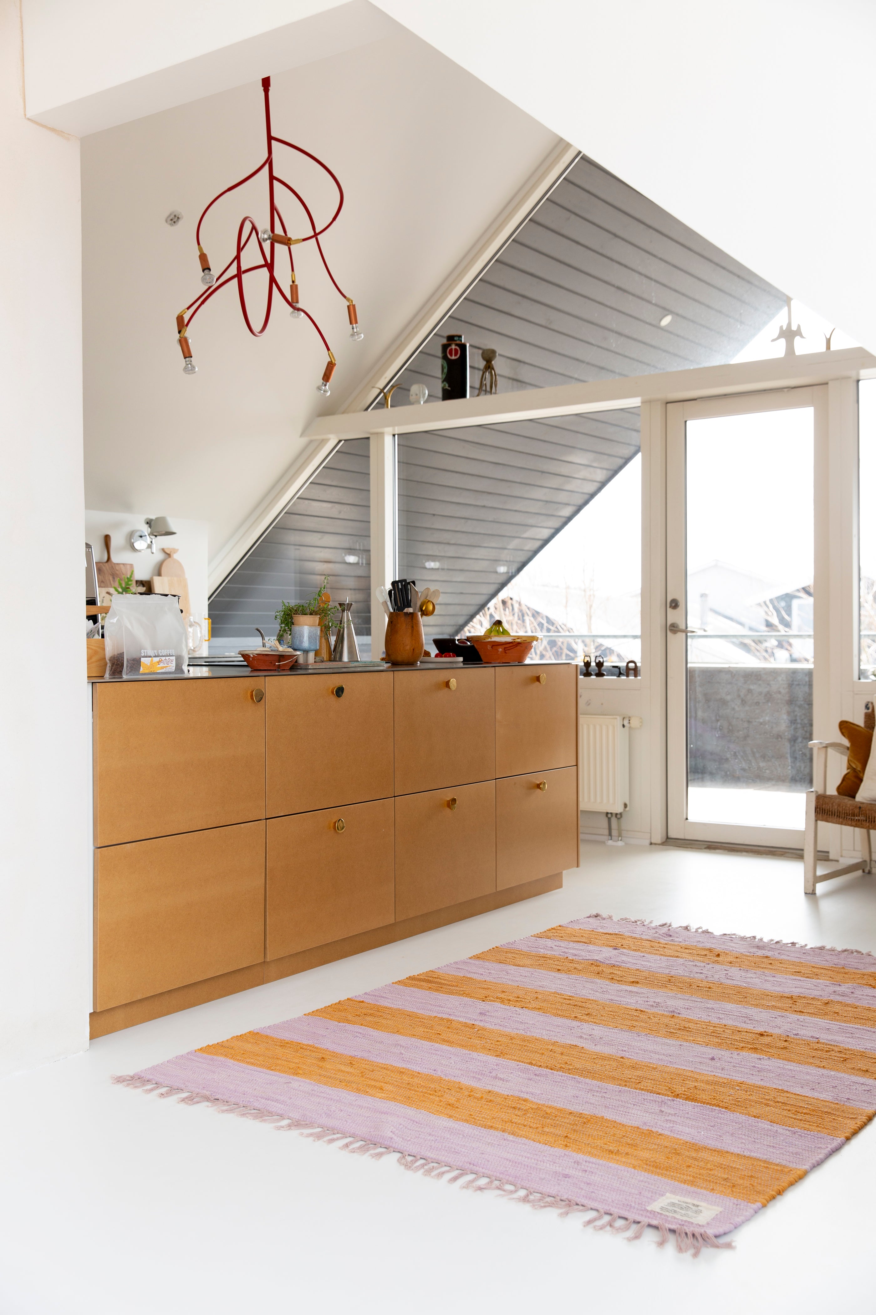 Chindi tæppe, lilac & golden