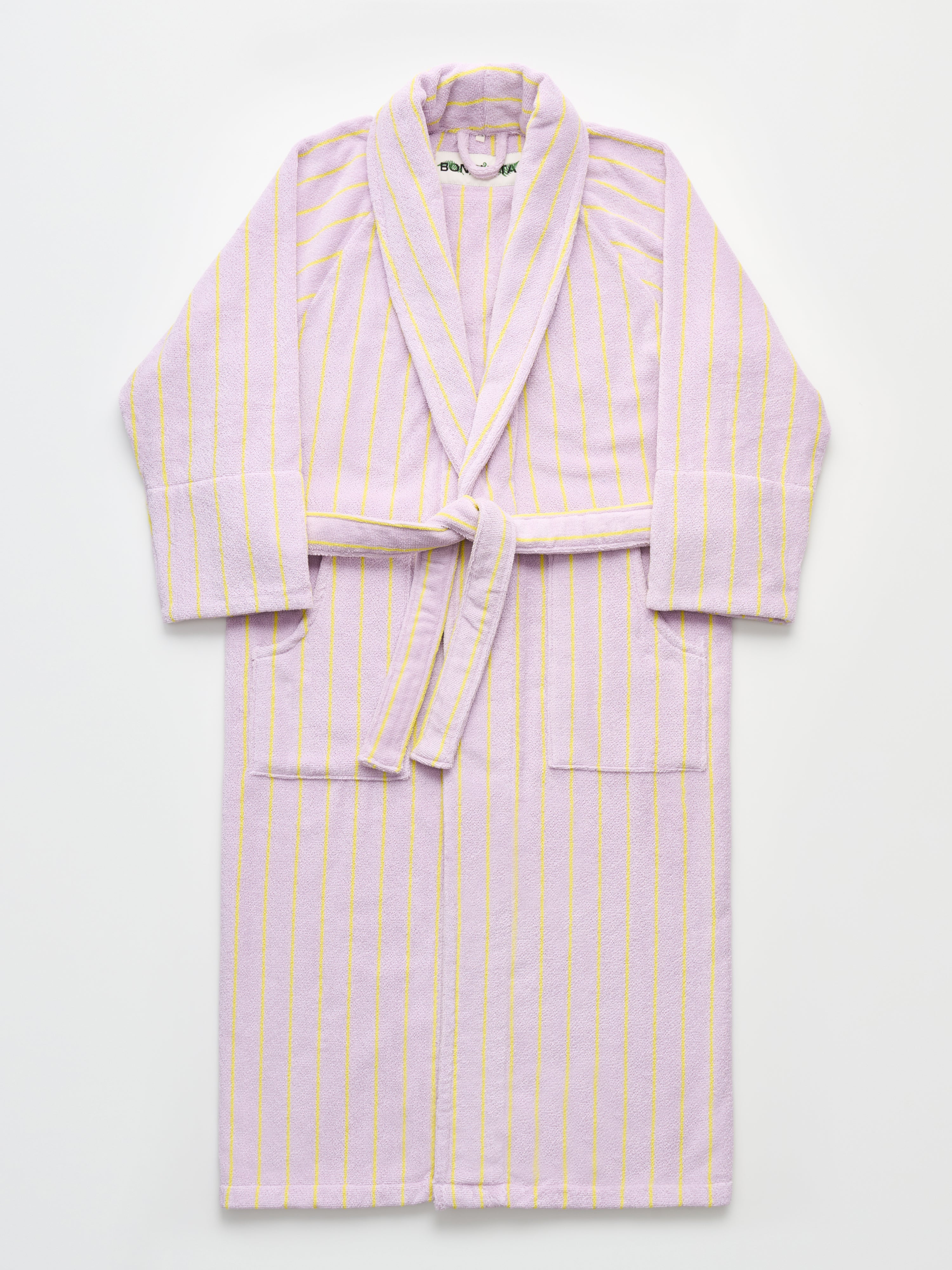 Naram Bathrobe, lilac & neon yellow