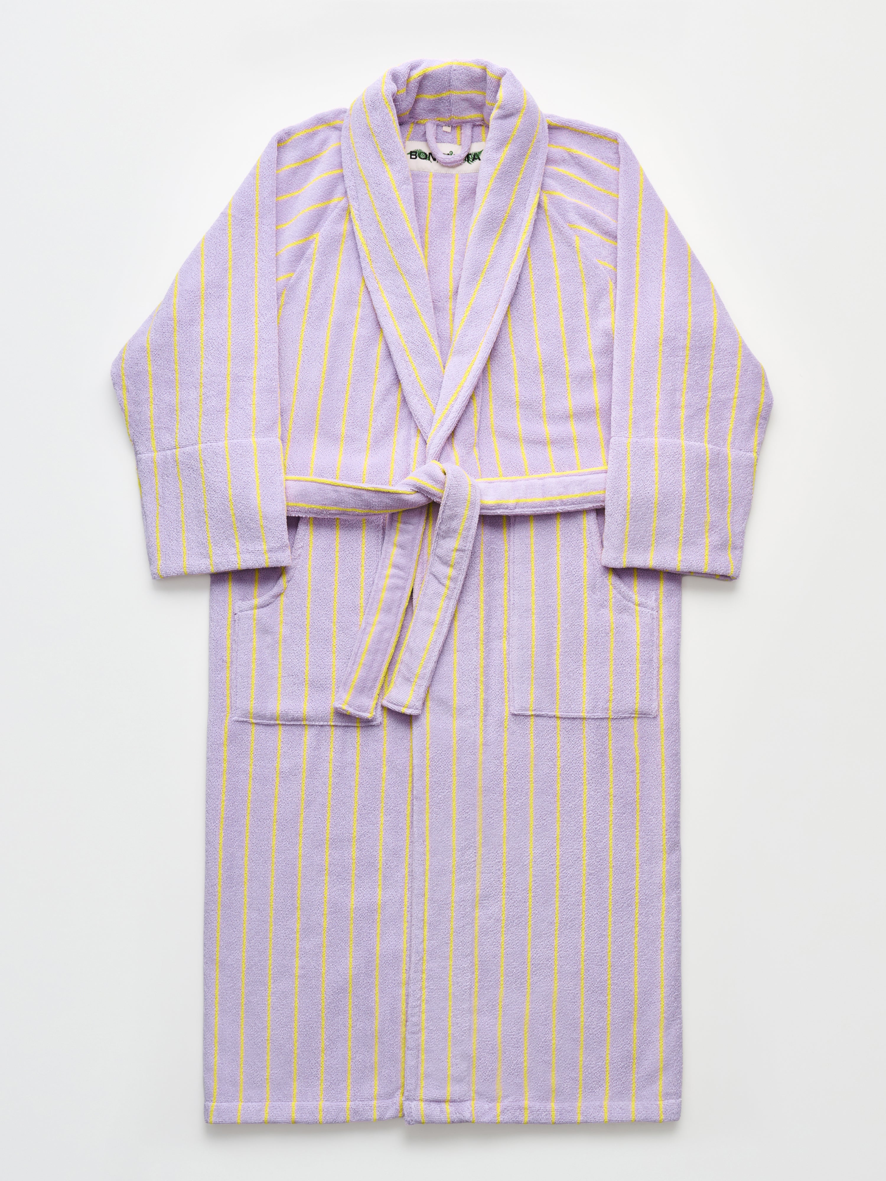Naram Bathrobe, lilac & neon yellow