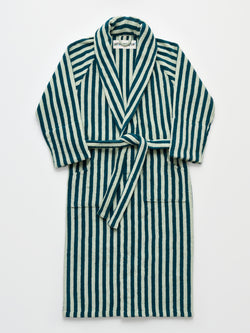 Naram Bathrobe, sea foam & deep teal