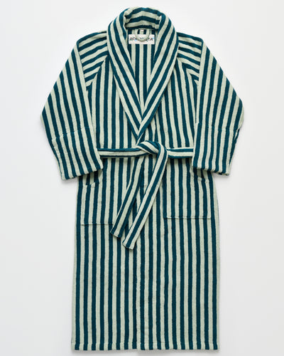 Naram Bathrobe, sea foam & deep teal