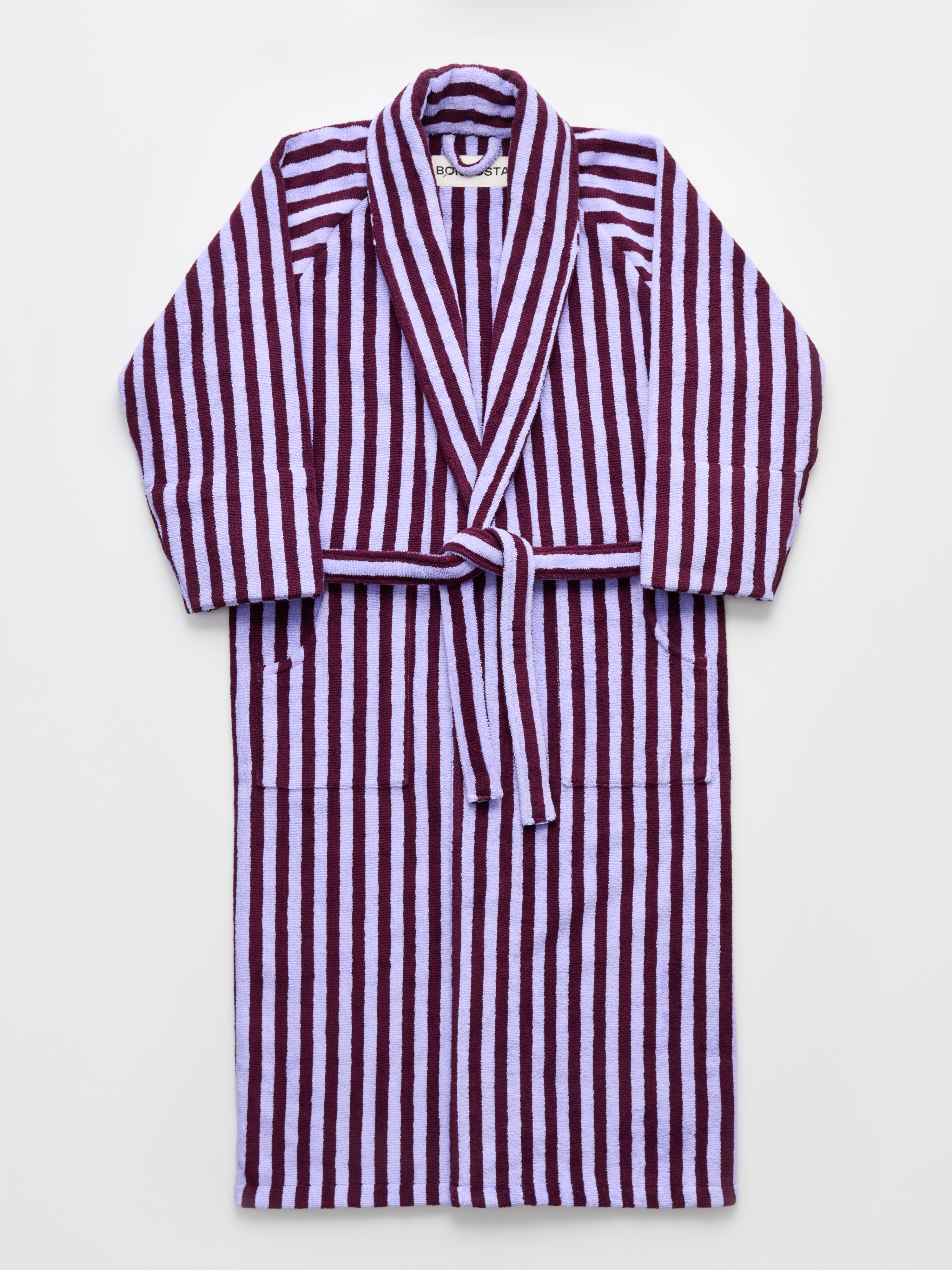 Naram Bathrobe, wine & lavender blue