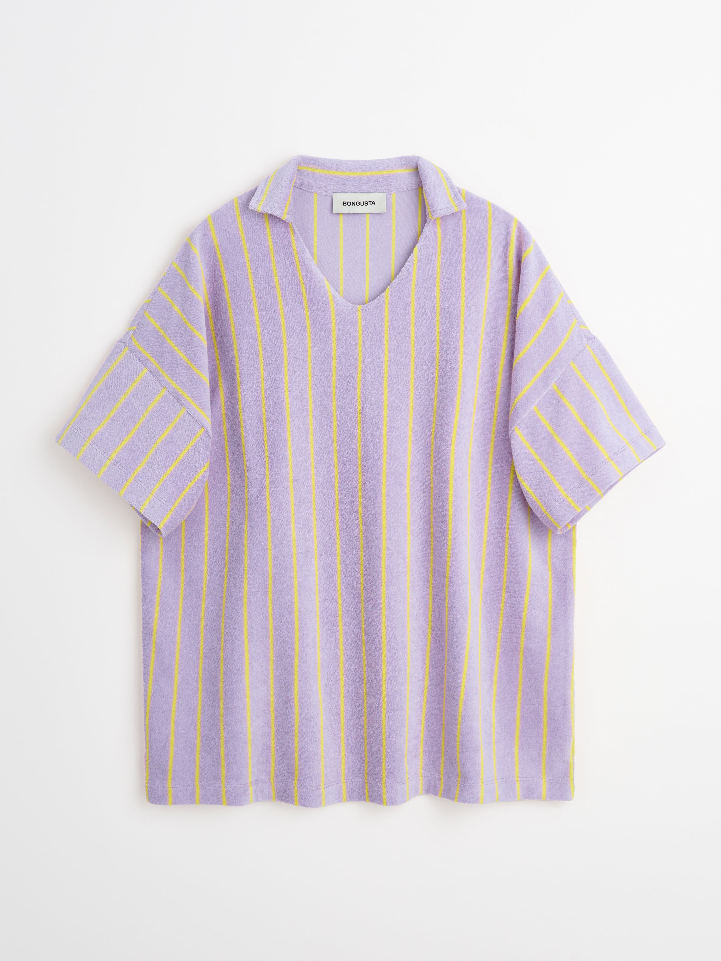 Naram Collar Tee, lilac & neon yellow