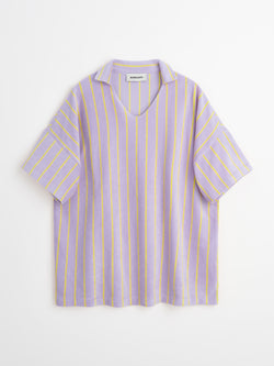 Naram Collar Tee, lilac & neon yellow
