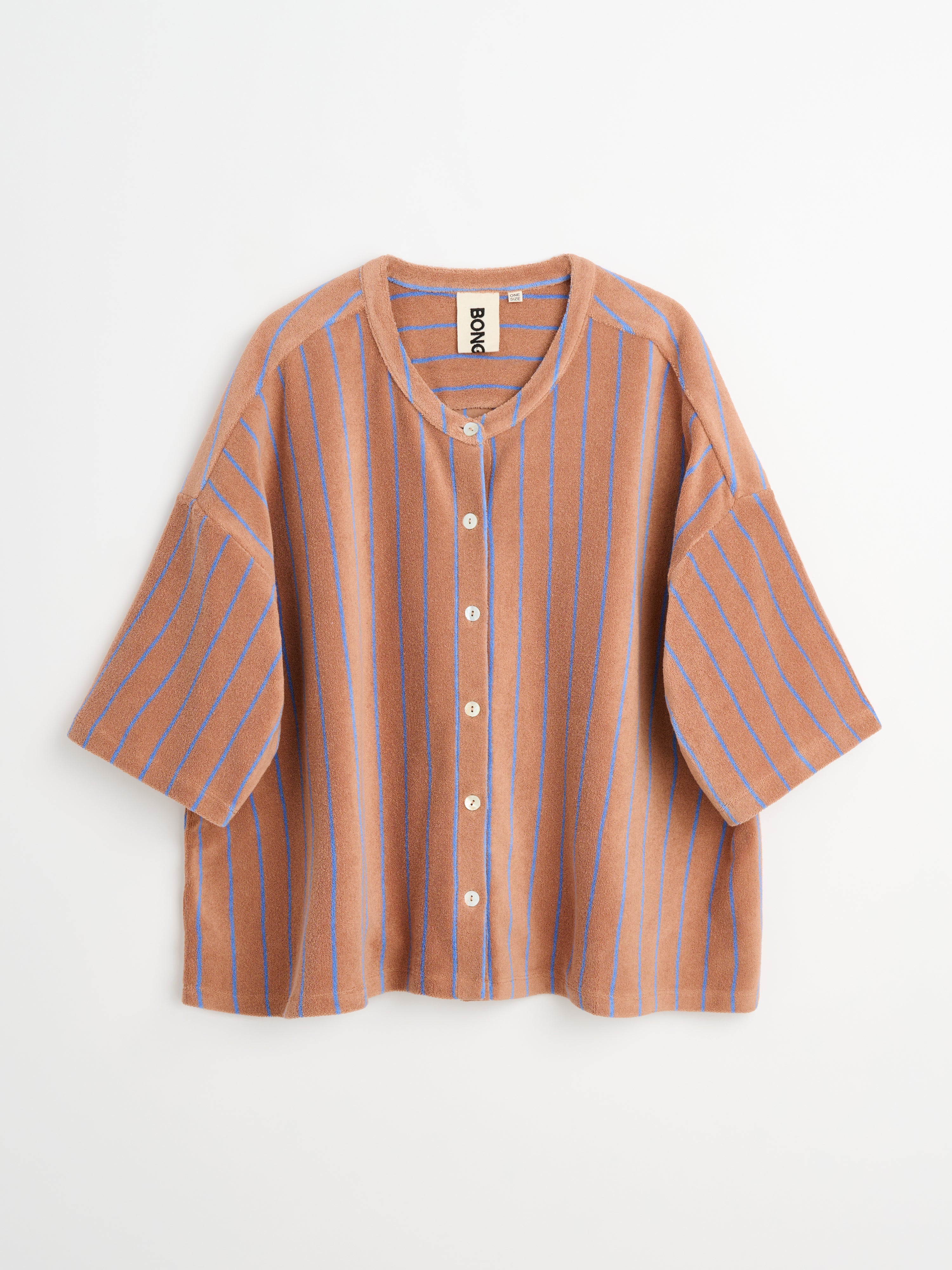 Naram Oversized Shirt, camel & ultramarine