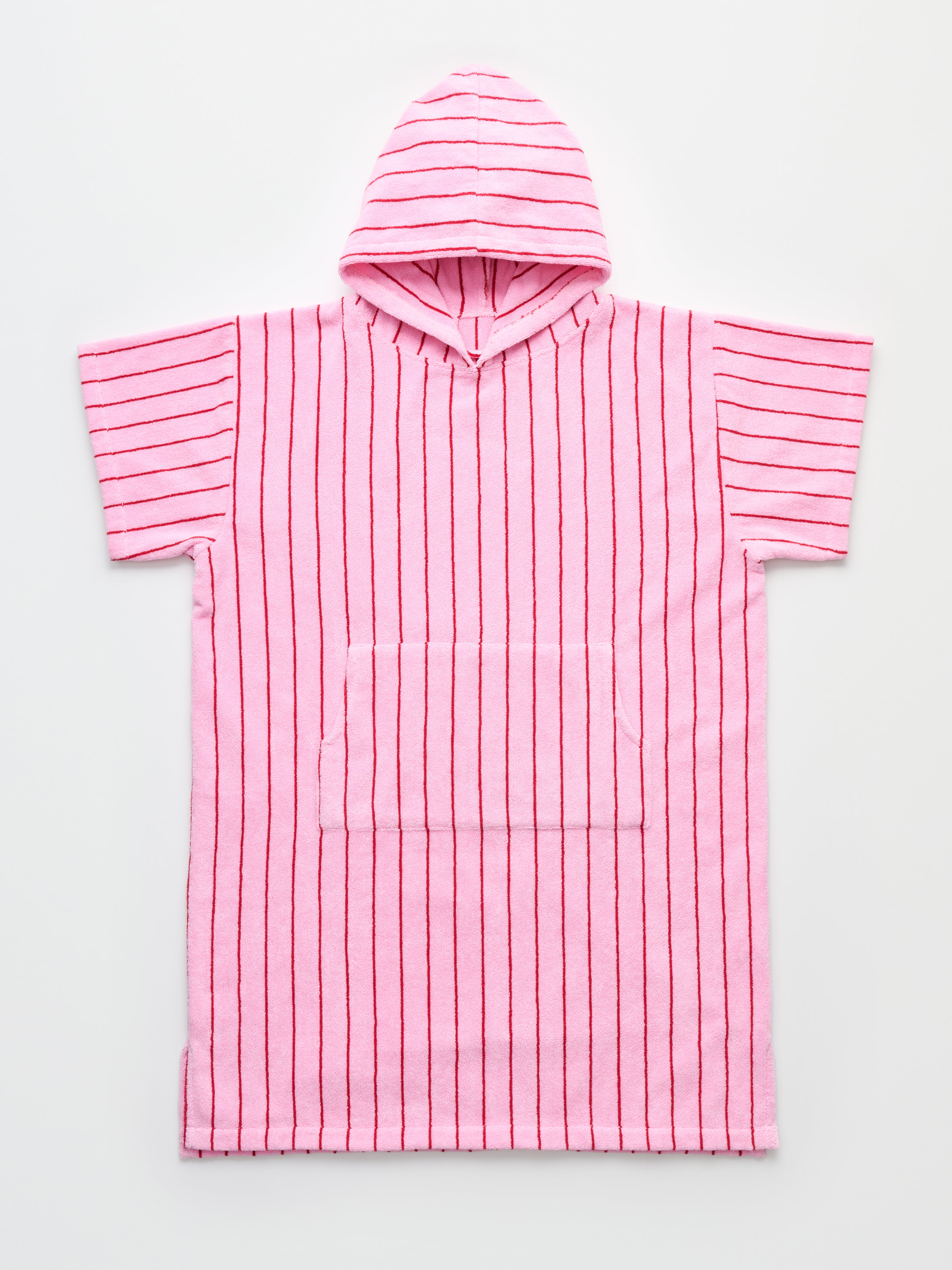 Naram Poncho, baby pink & ski patrol red