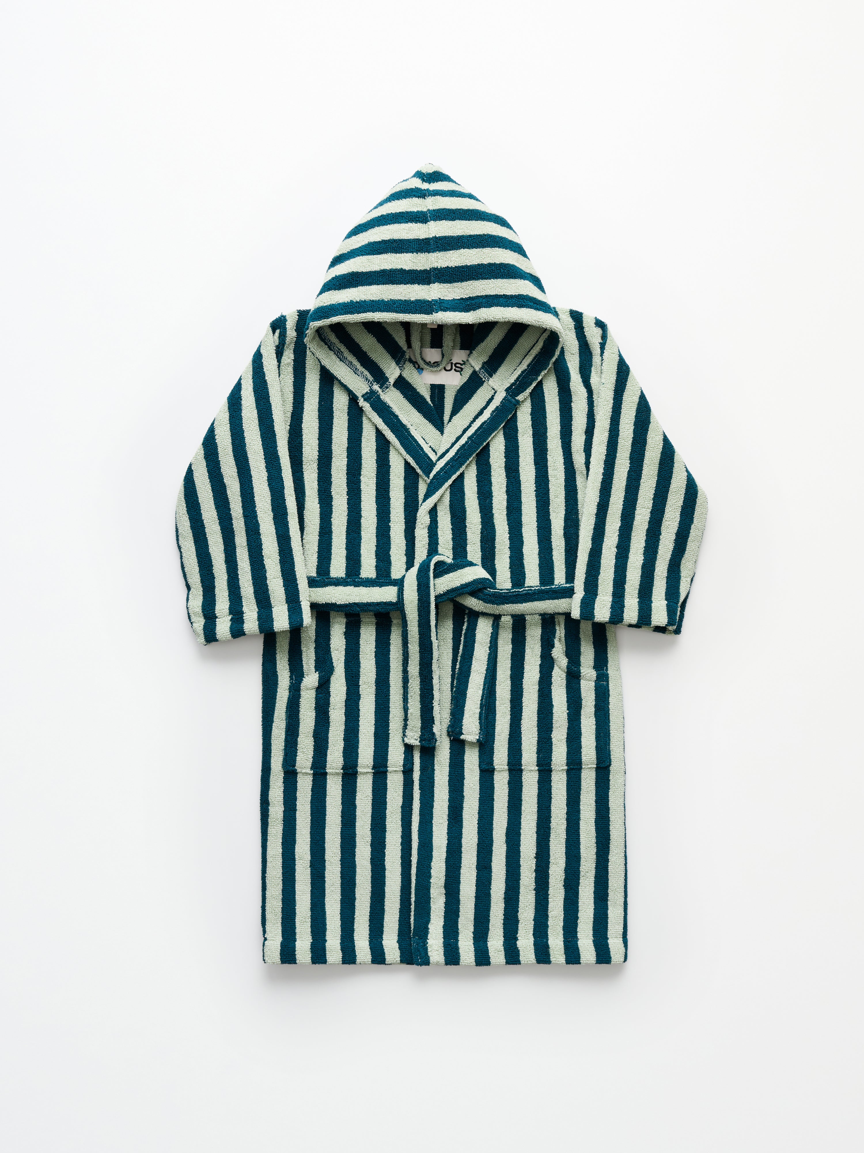 Naram Kids Bathrobe, sea foam & deep teal