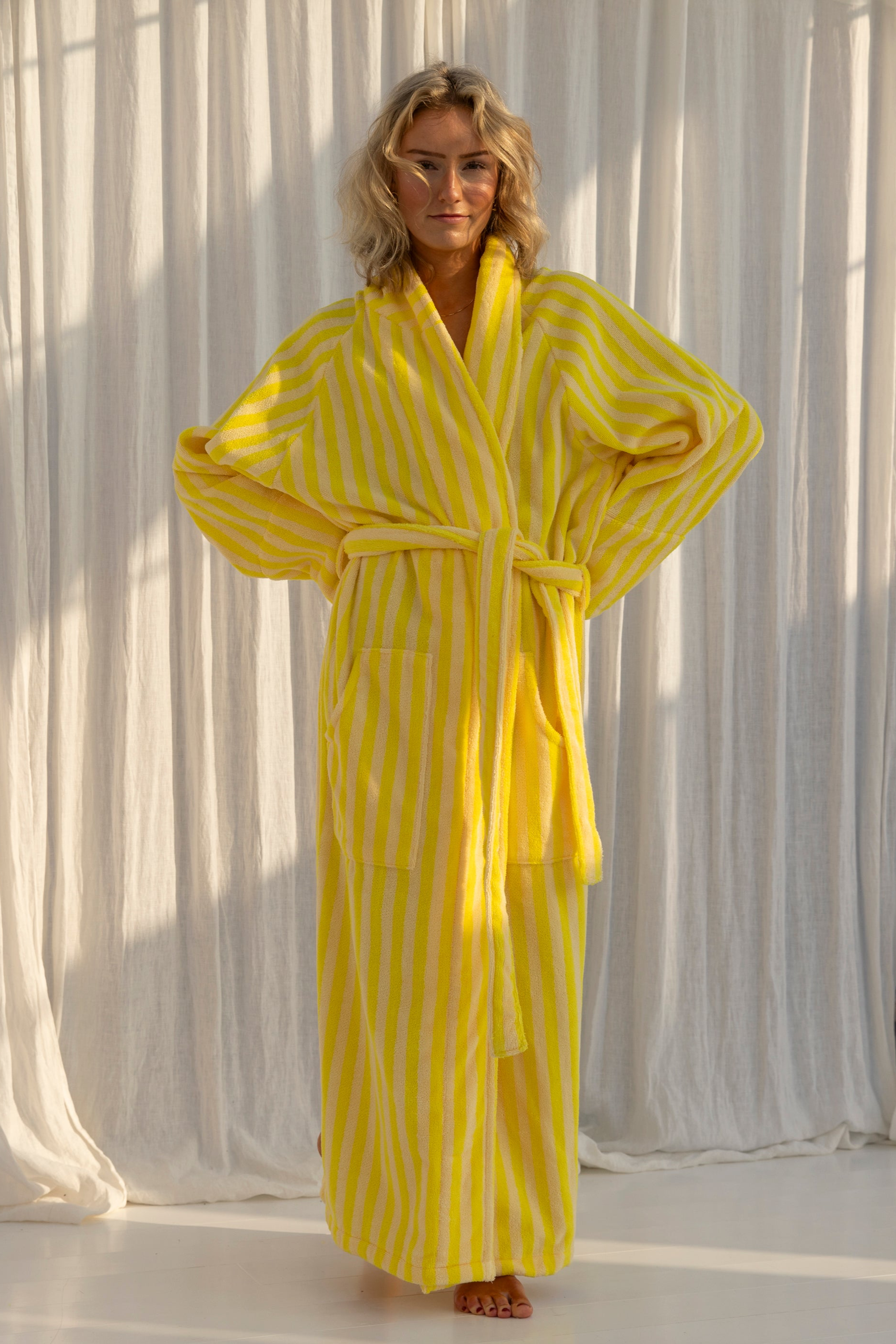 Naram Bathrobe, pristine & neon yellow