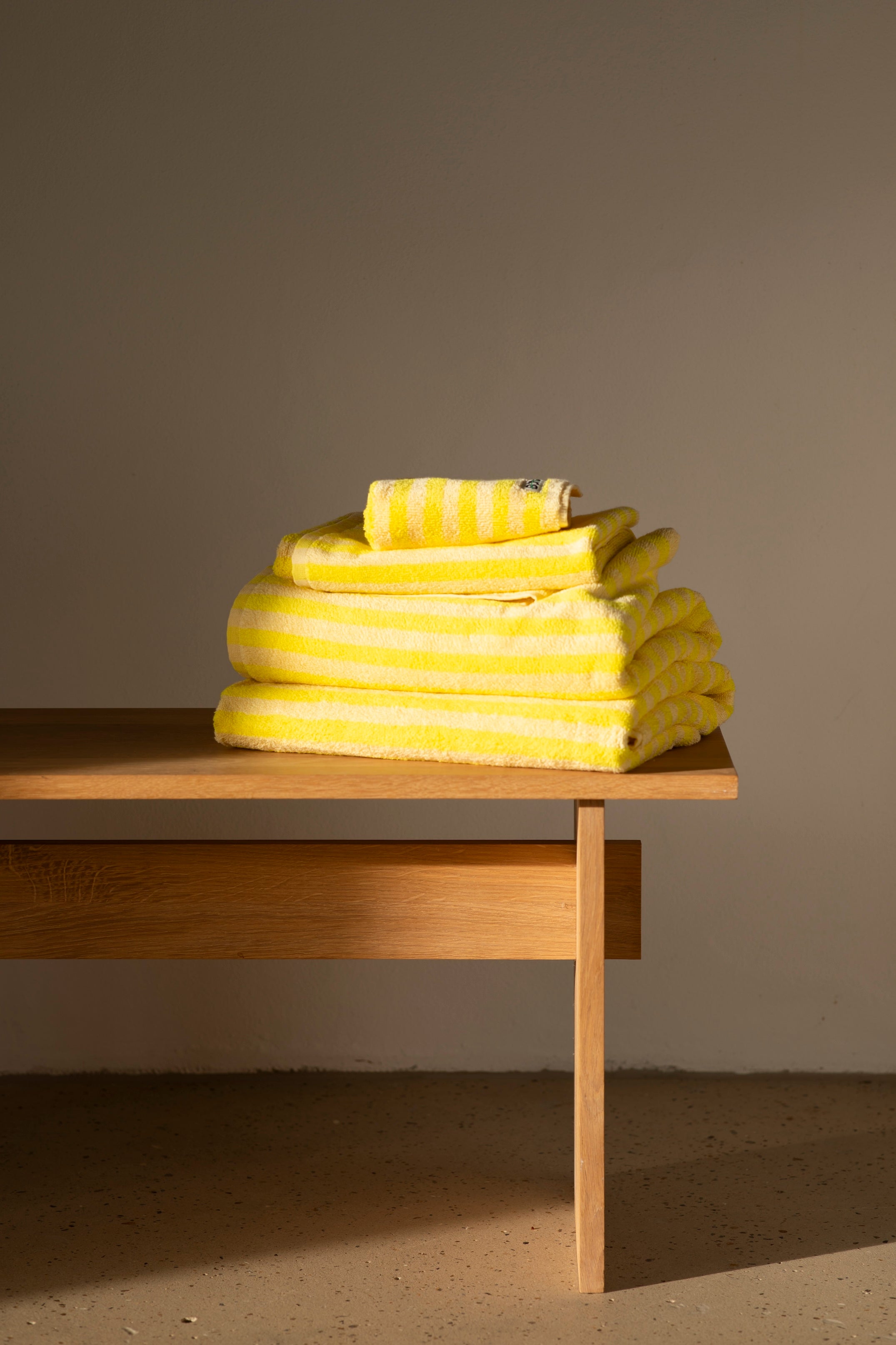Naram Towels, pristine & neon yellow