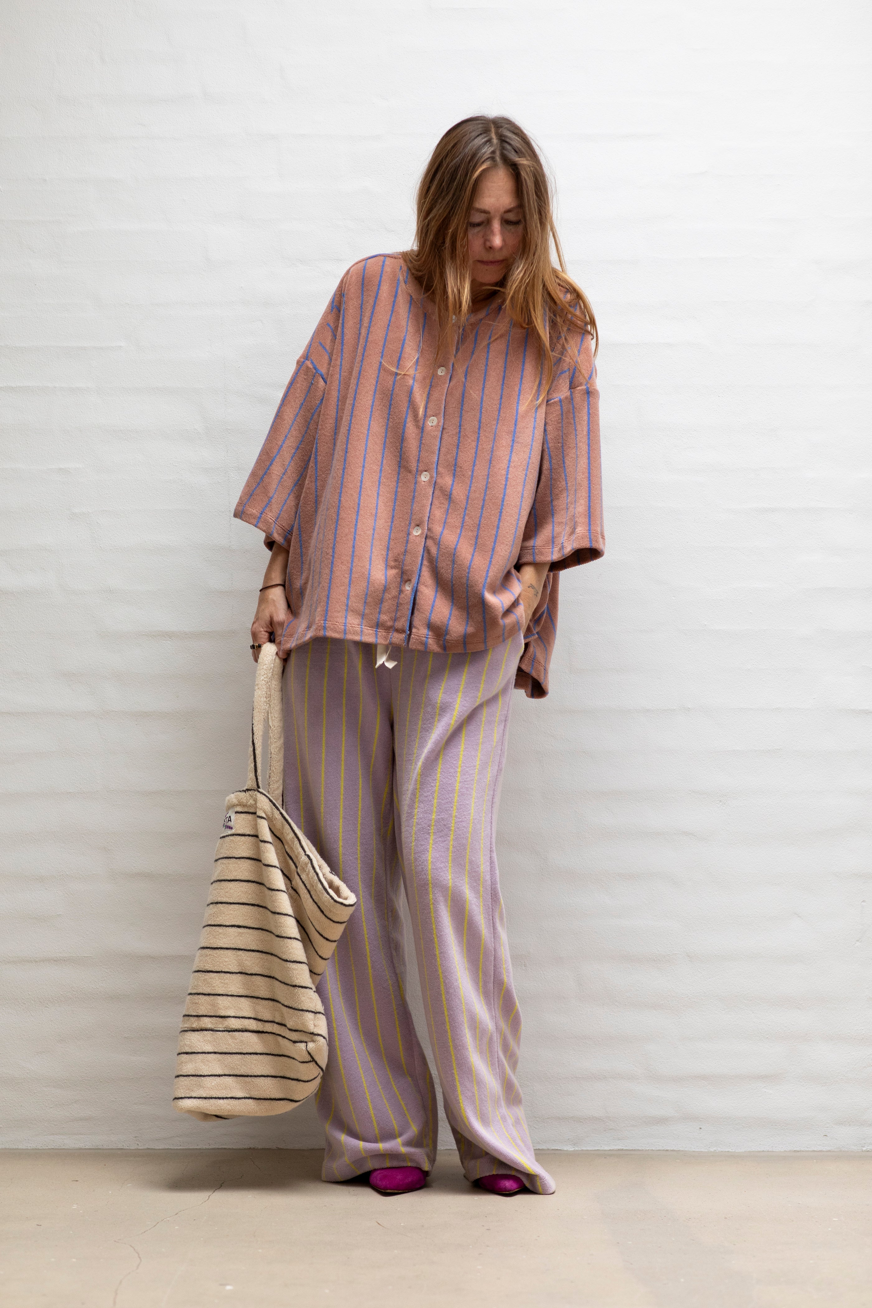 Naram Oversize Skjorte, camel & ultra matrineblue