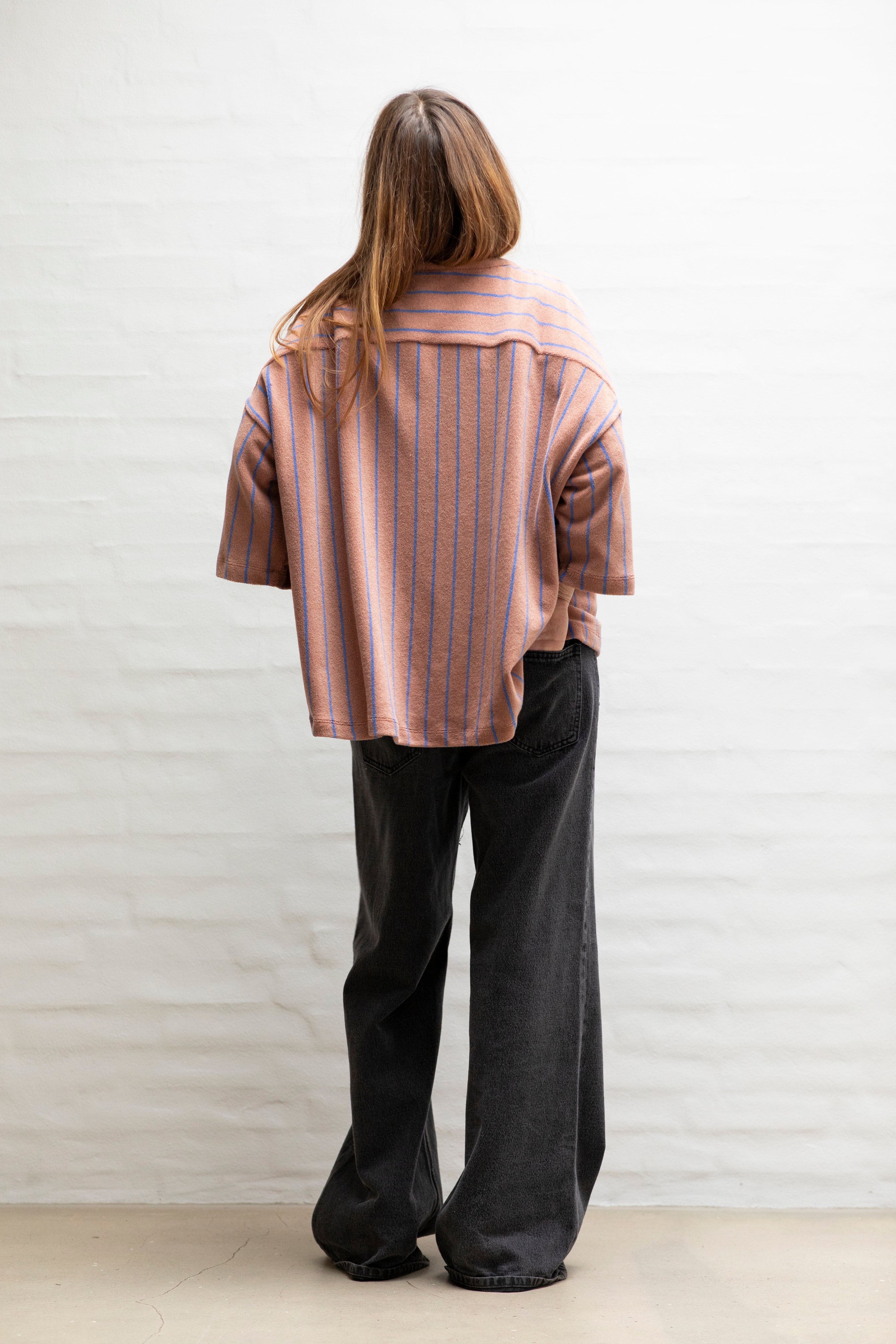 Naram Oversized Shirt, camel & ultramarine