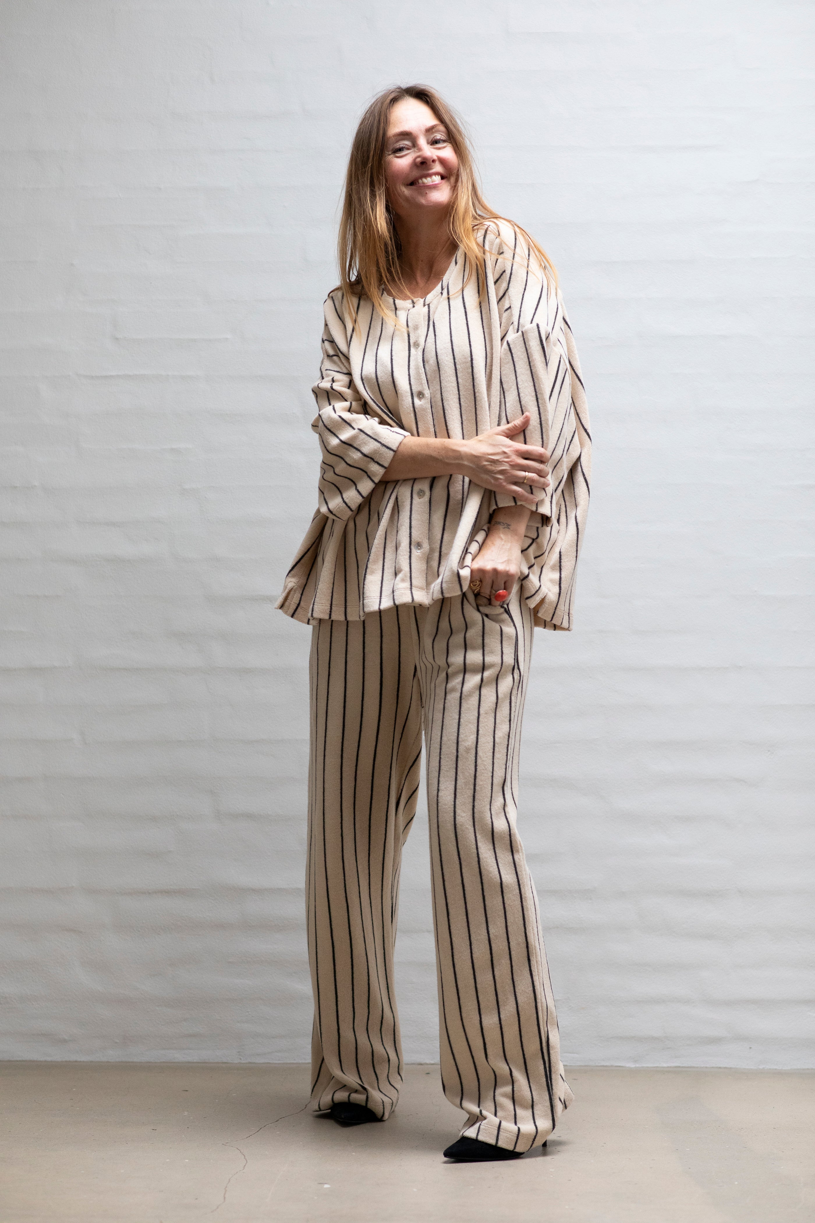 Naram Oversize Skjorte, creme & ink