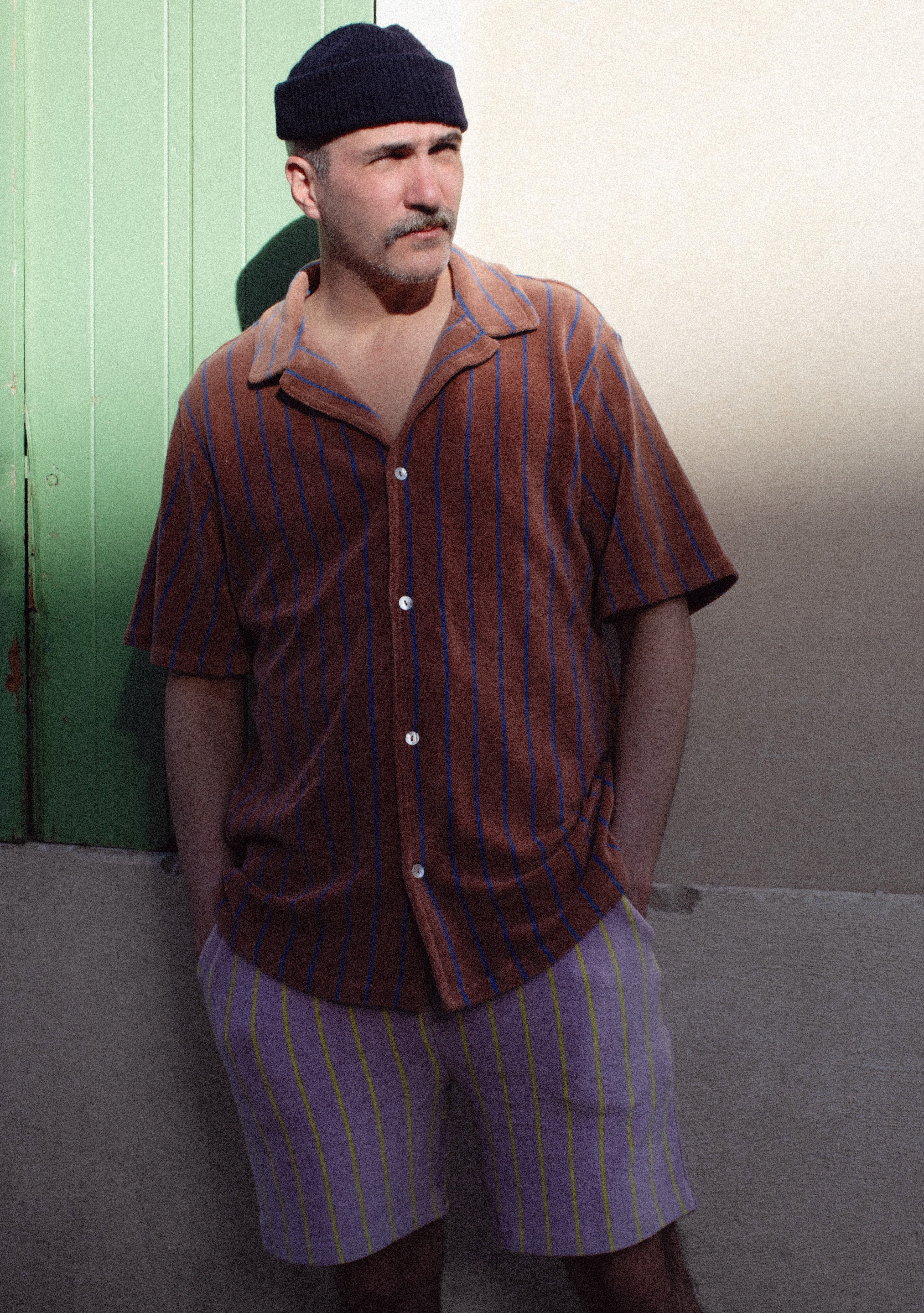 Naram Shirt, camel & ultramarine