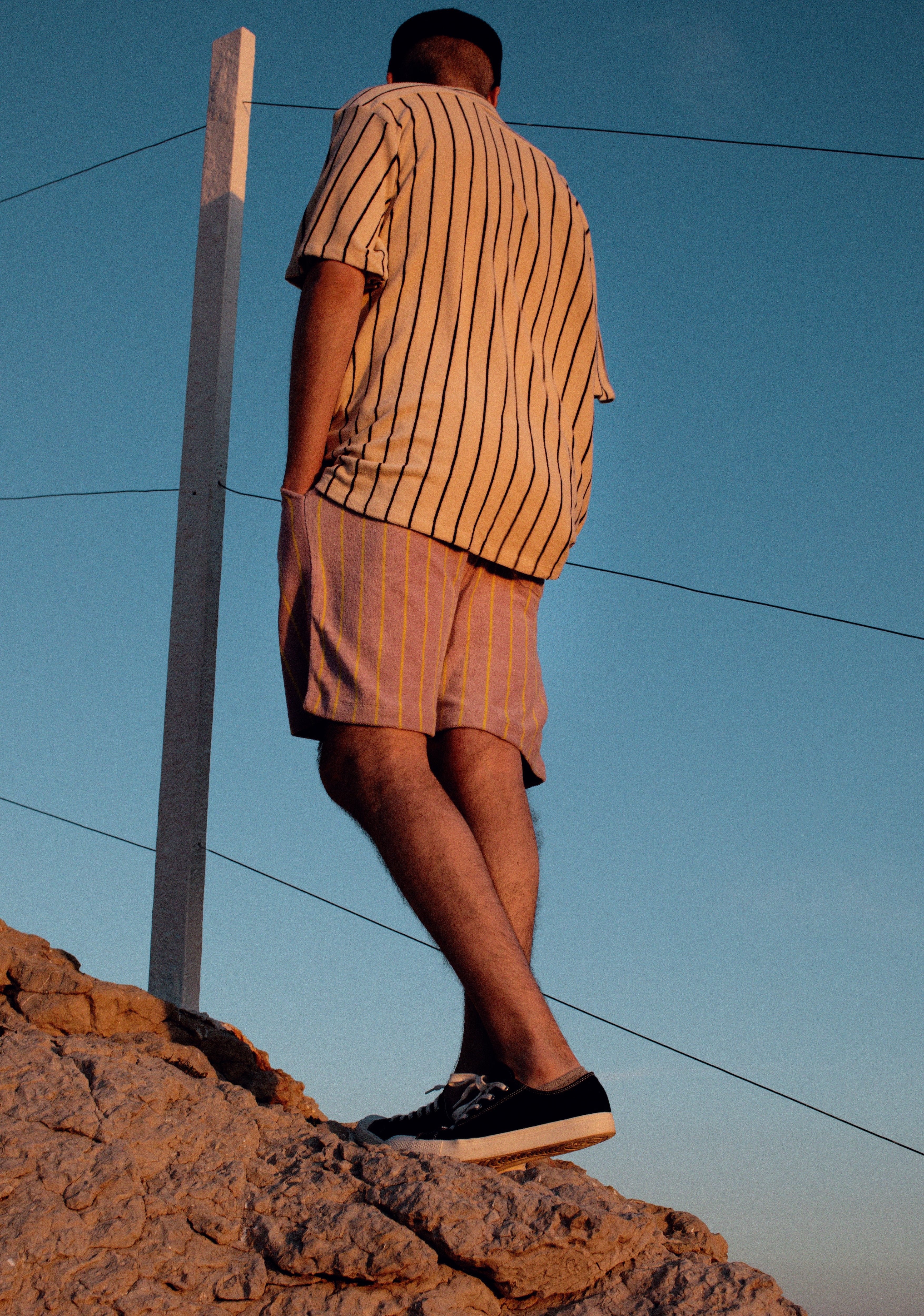 Naram Shorts, lilac & neon yellow