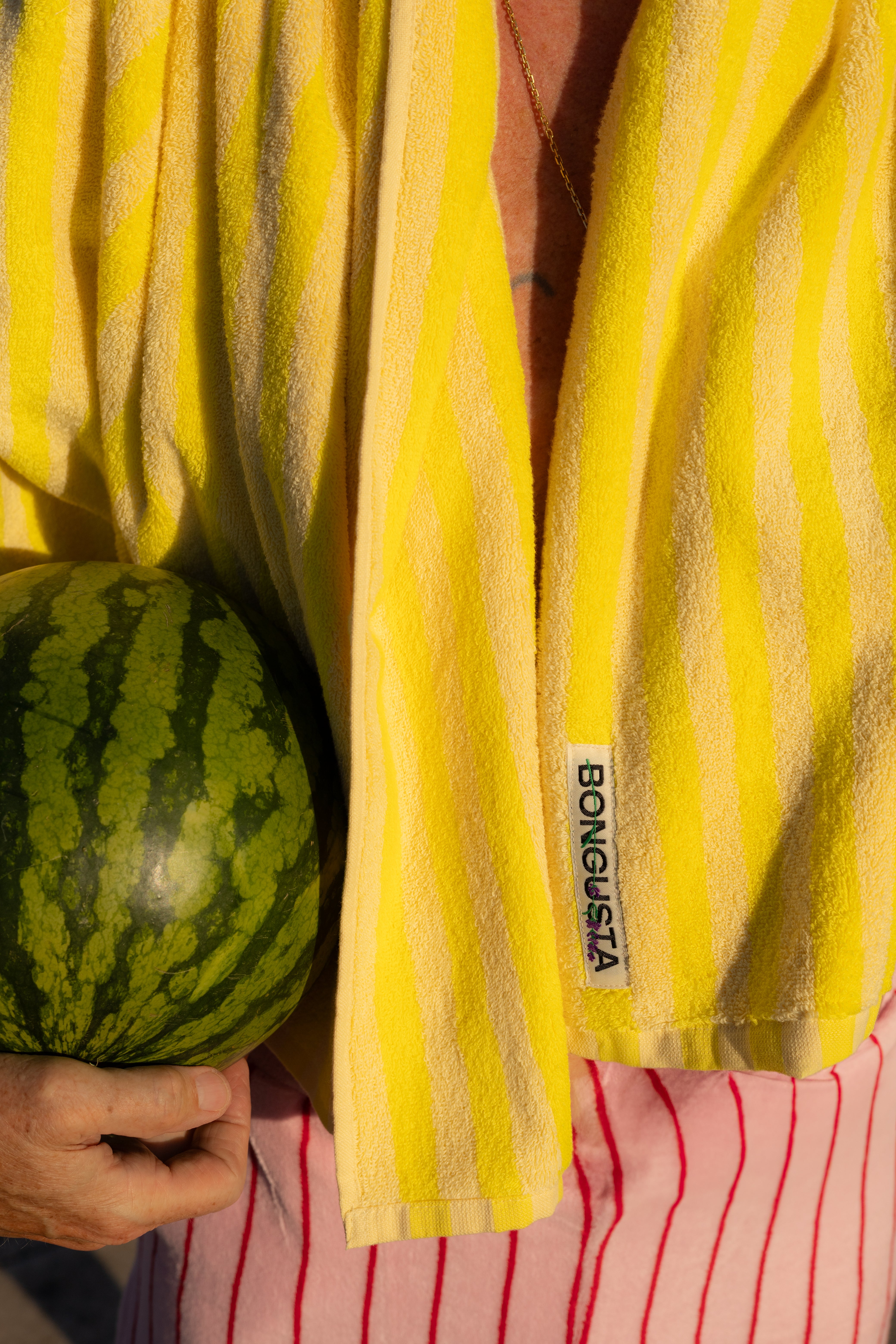 Naram Towels, pristine & neon yellow