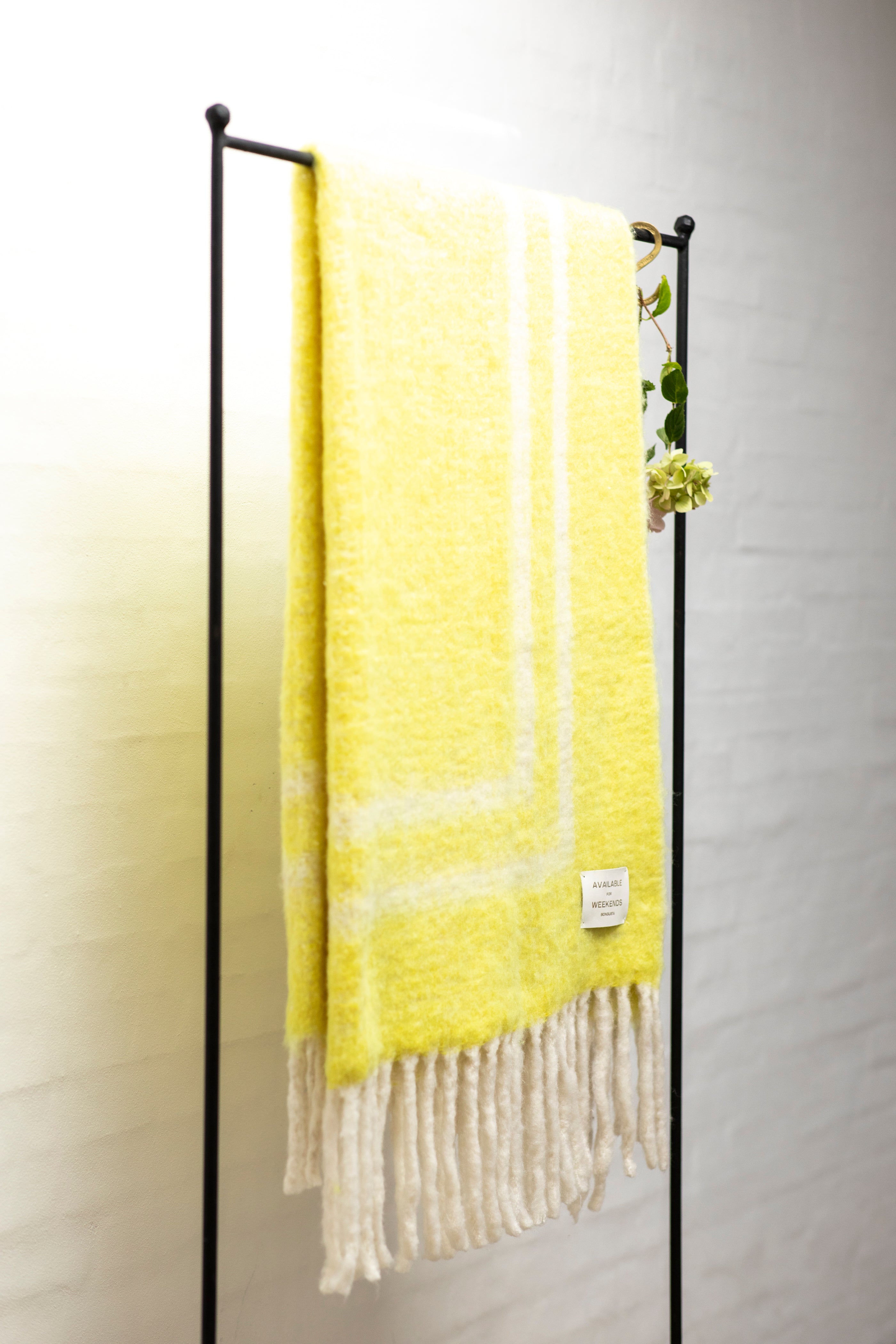 Weekend Plaid, creme & neon yellow