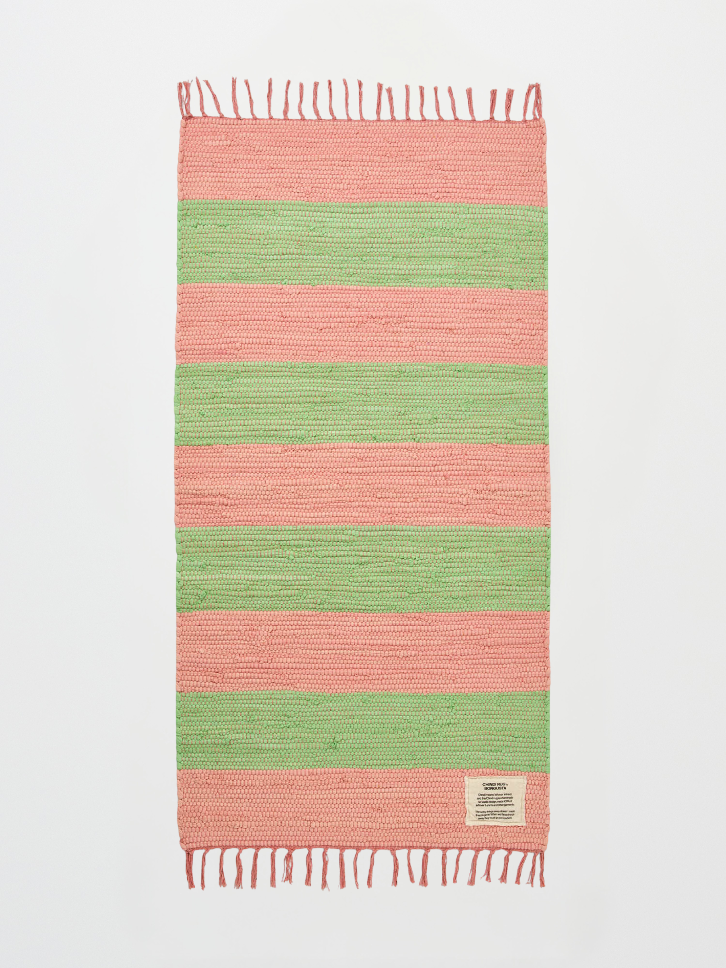 Chindi Rug, bubblegum & bright green