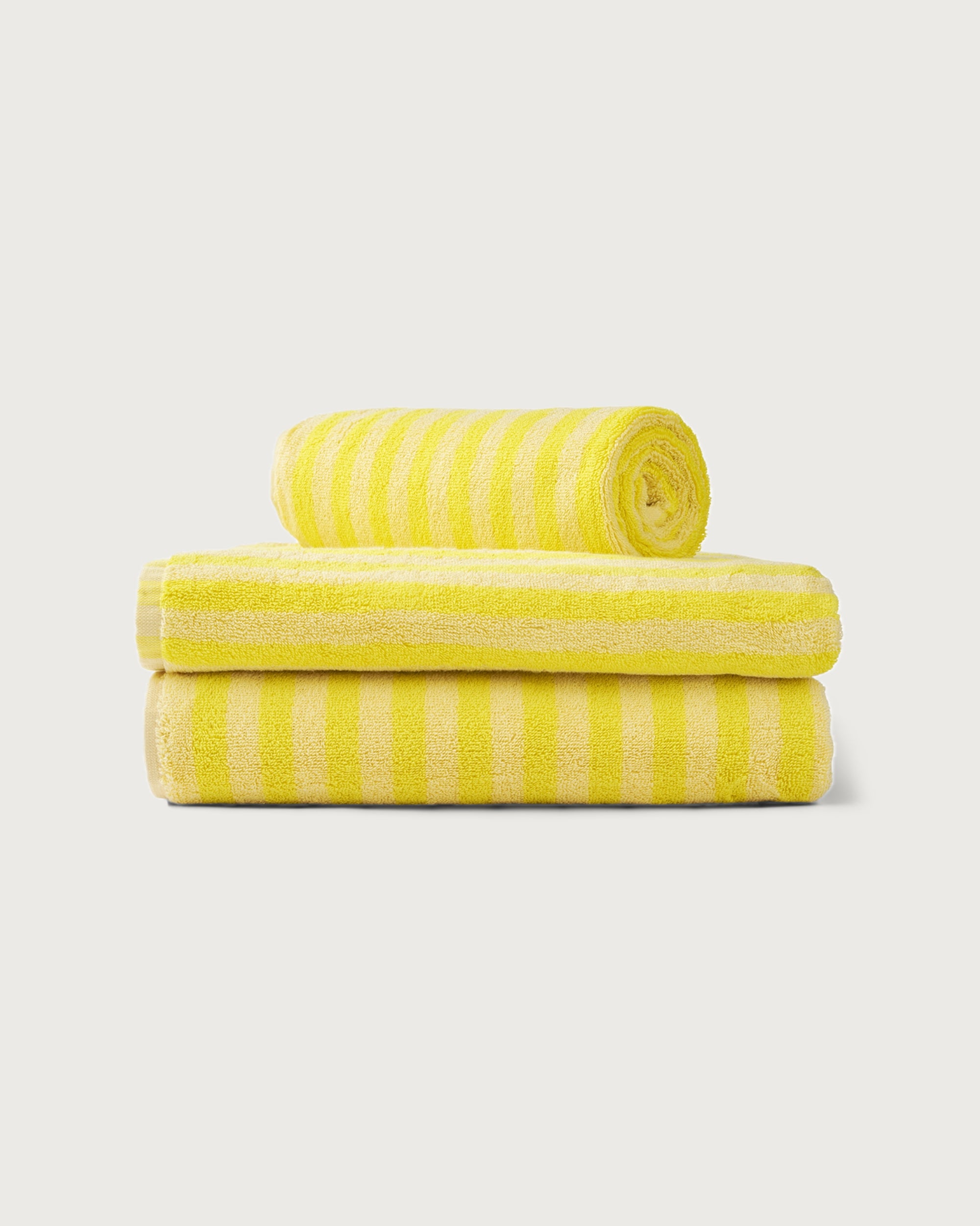 Naram Towels, pristine & neon yellow